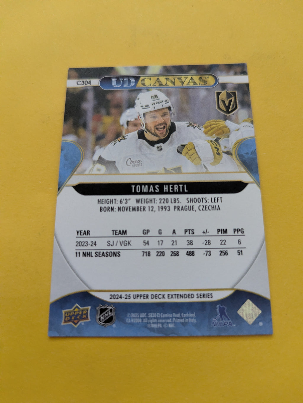 Tomas Hertl 24-25 Upper Deck Extended UD Canvas Card