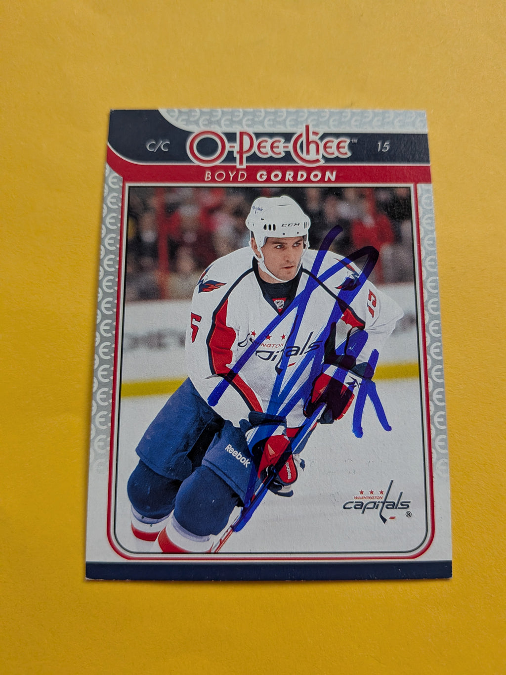 Boyd Gordon Signed Washington Capitals Card C
