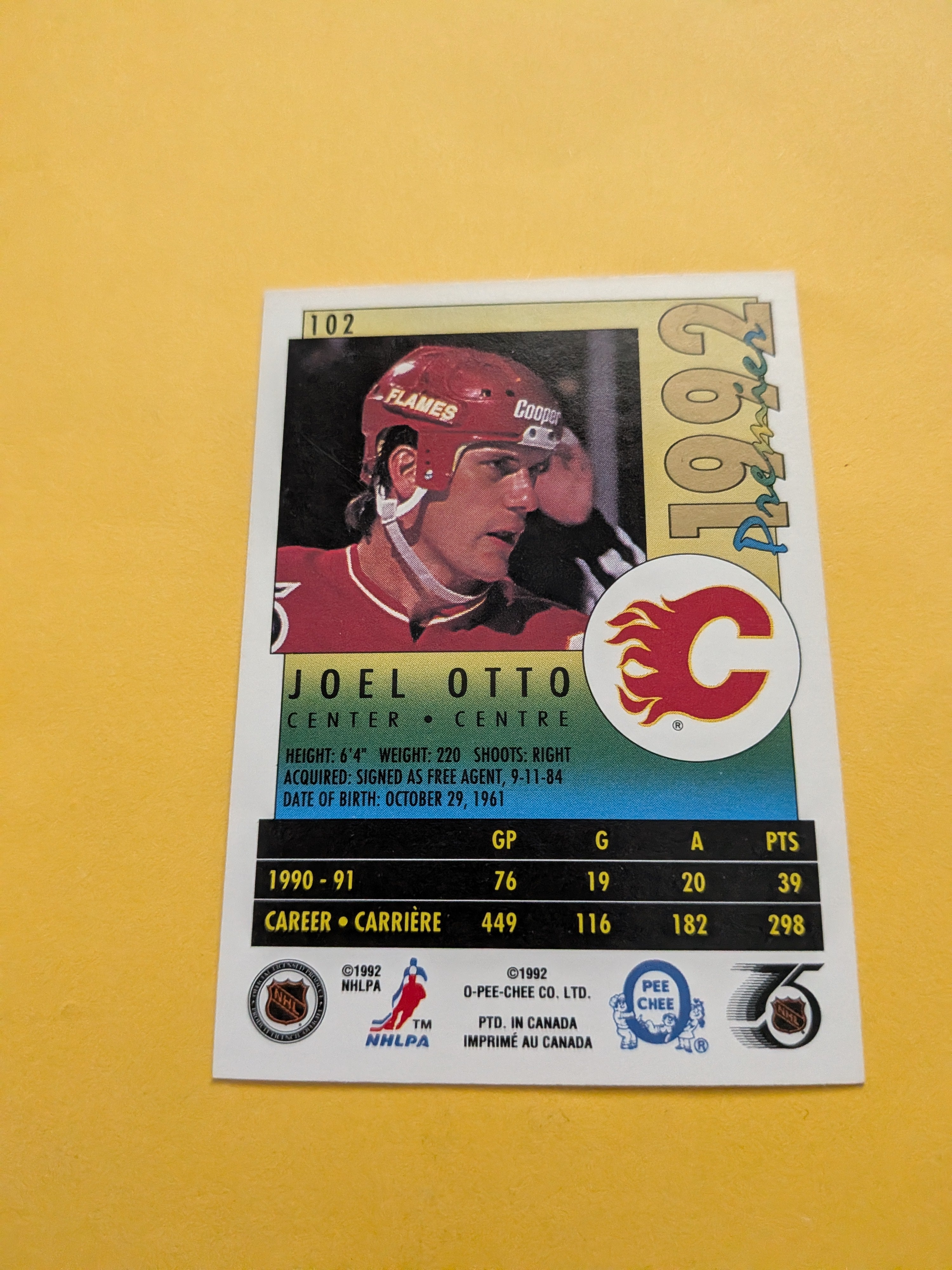 Joel Otto Signed Calgary Flames Card C