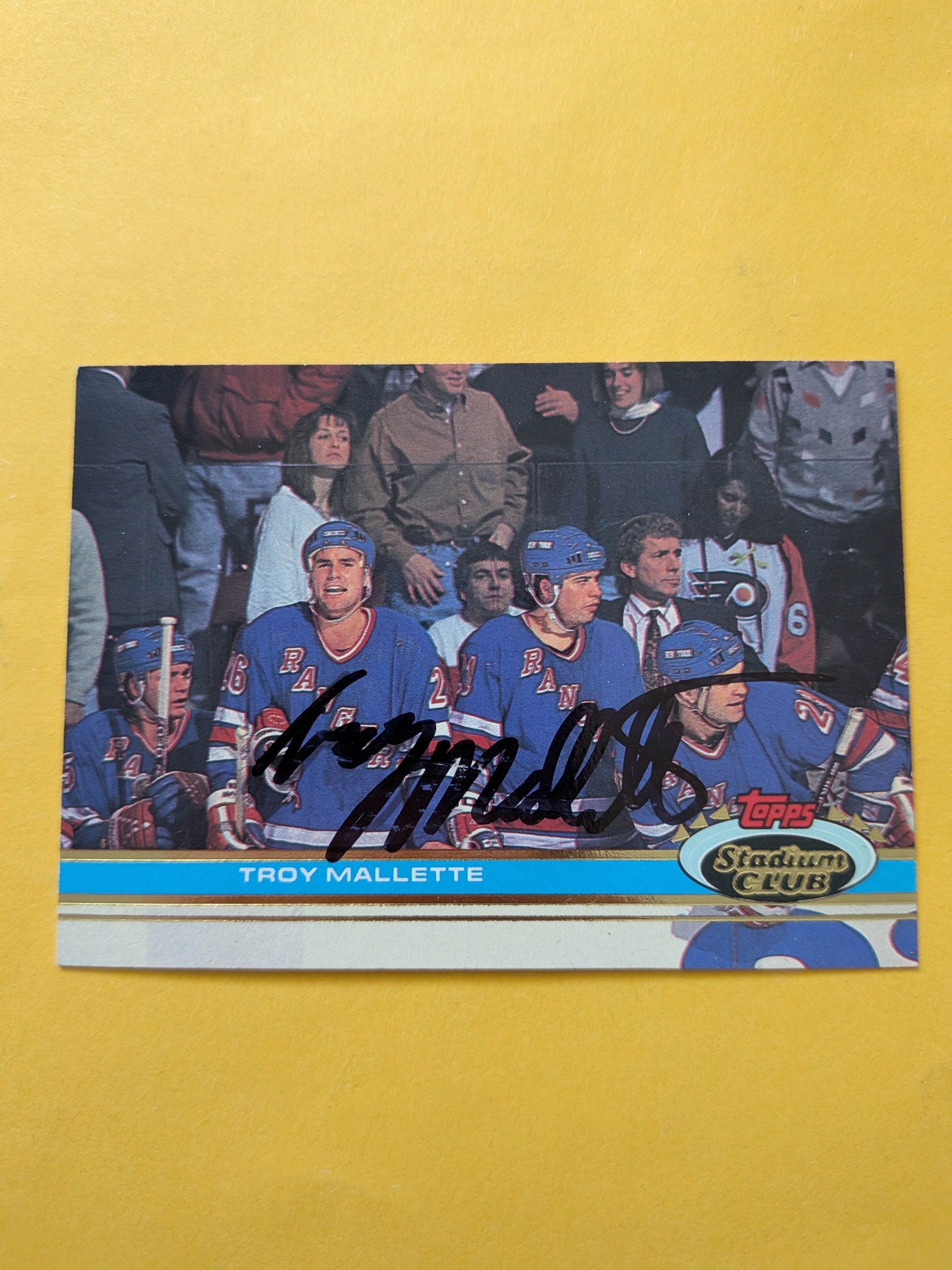 Troy Mallette Signed New York Rangers Card A