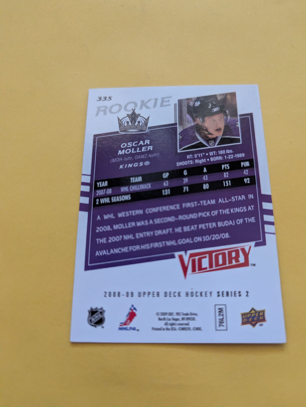 Oscar Moller Signed Los Angeles Kings Rookie Card A