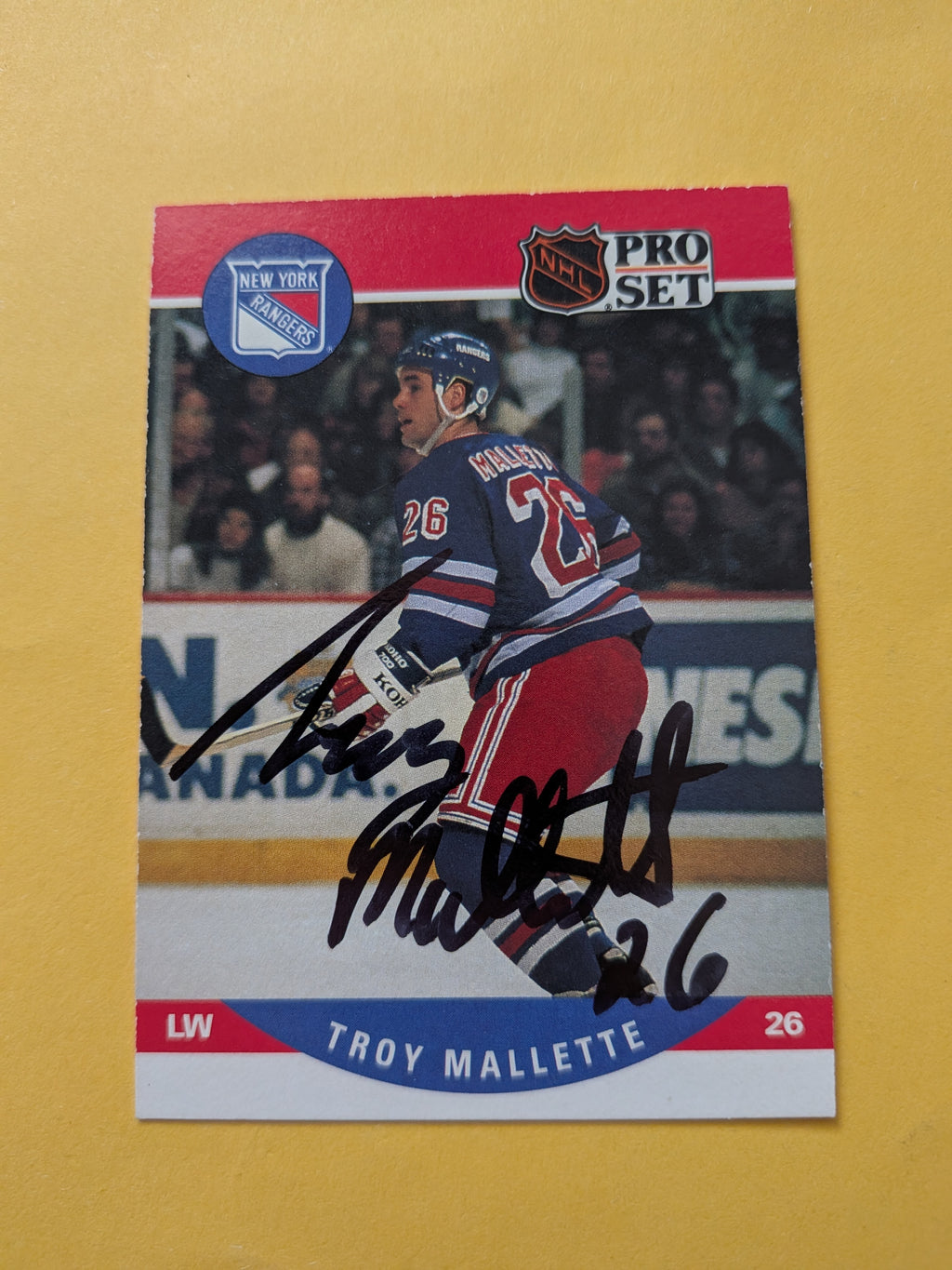 Troy Mallette Signed New York Rangers Card D