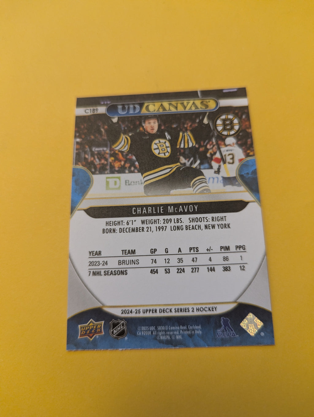 Charlie McAvoy 24-25 Upper Deck UD Canvas Card