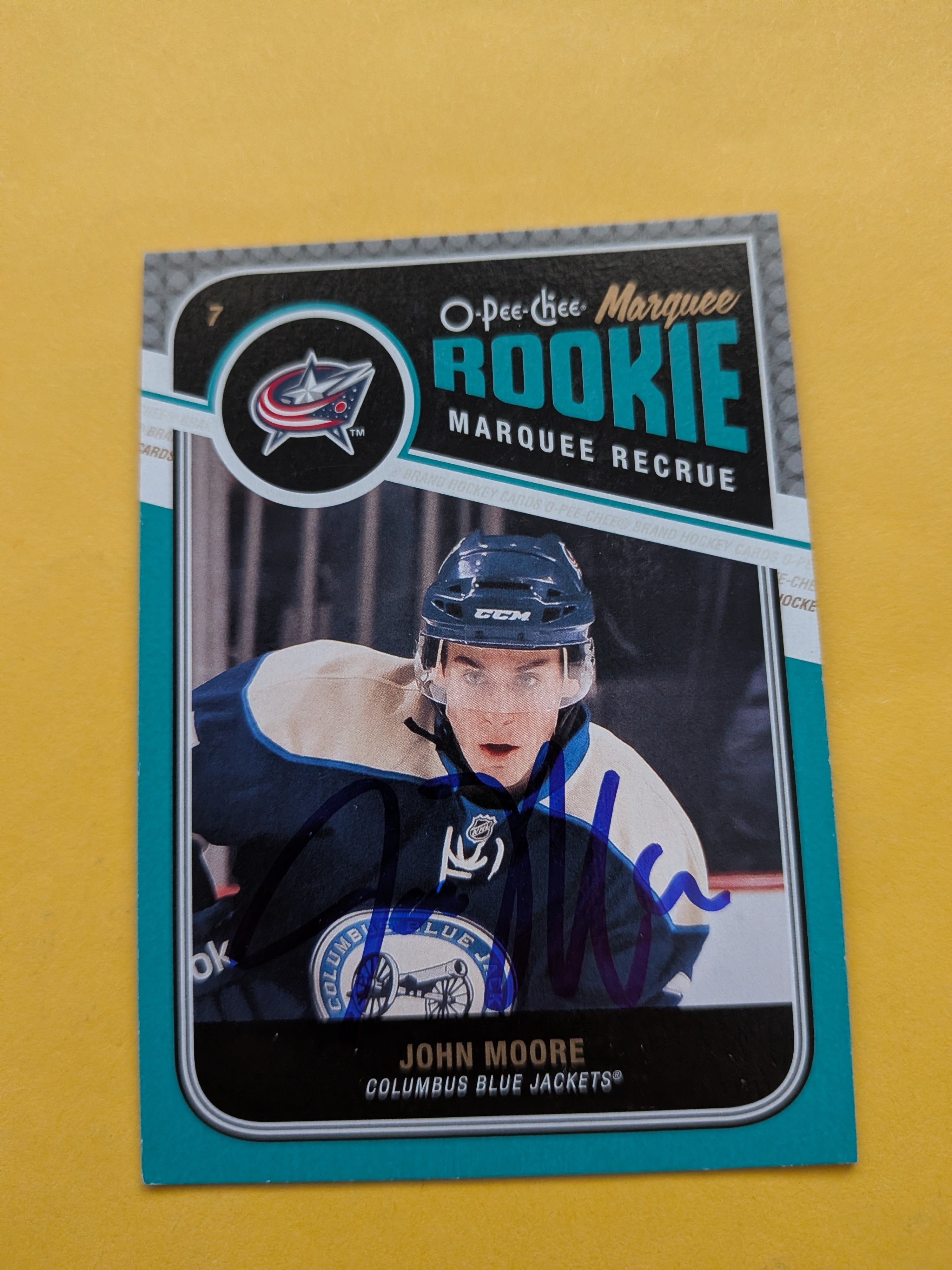 John Moore Signed Columbus Blue Jackets Rookie Card B