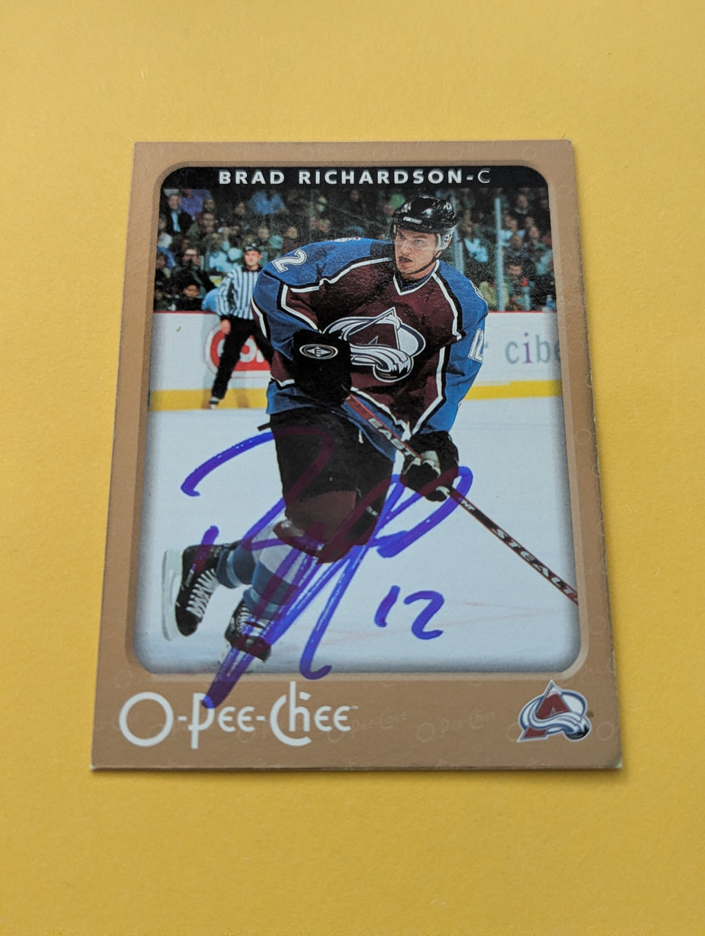 Brad Richardson Signed Colorado Avalanche Card