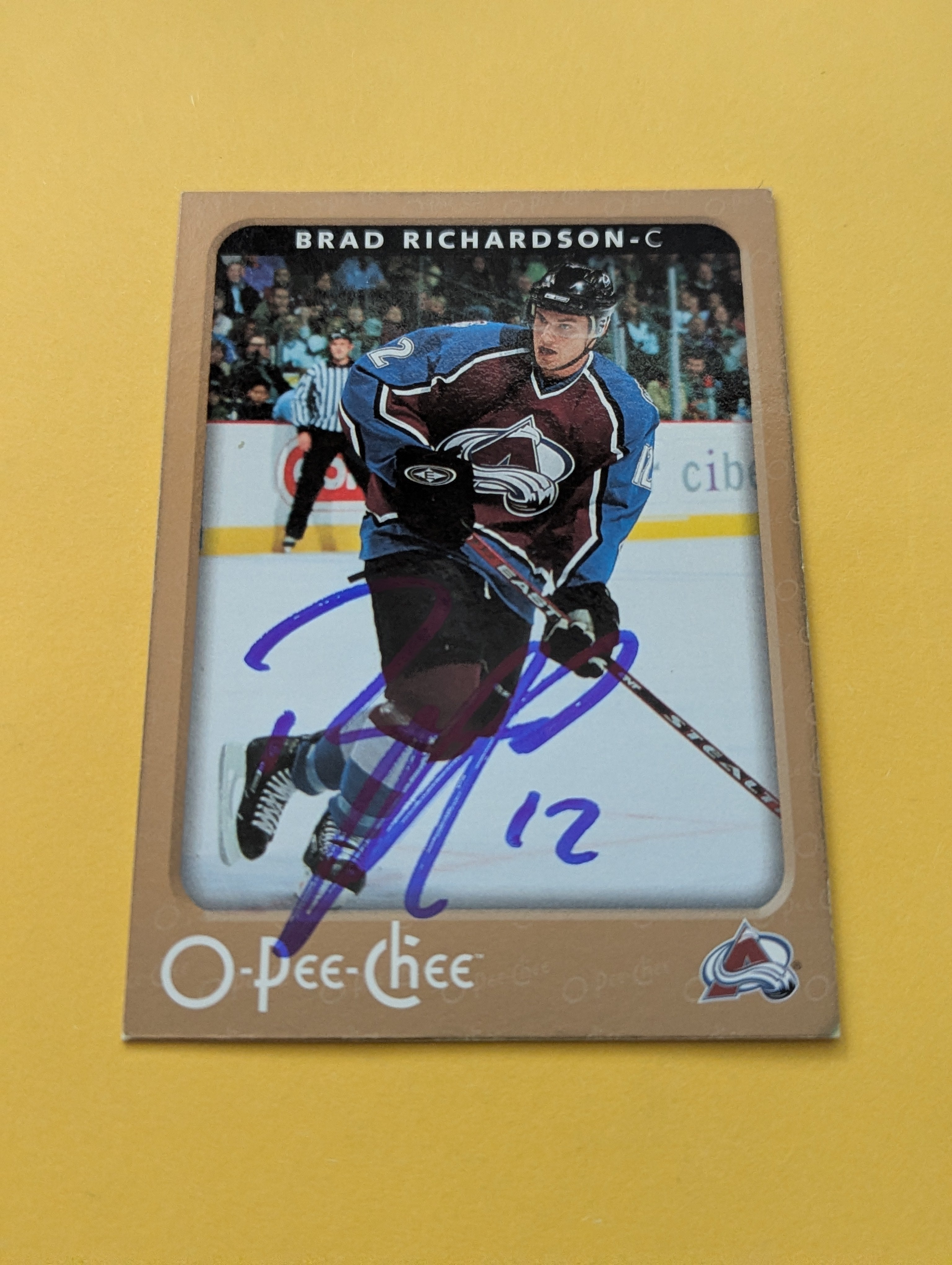 Brad Richardson Signed Colorado Avalanche Card