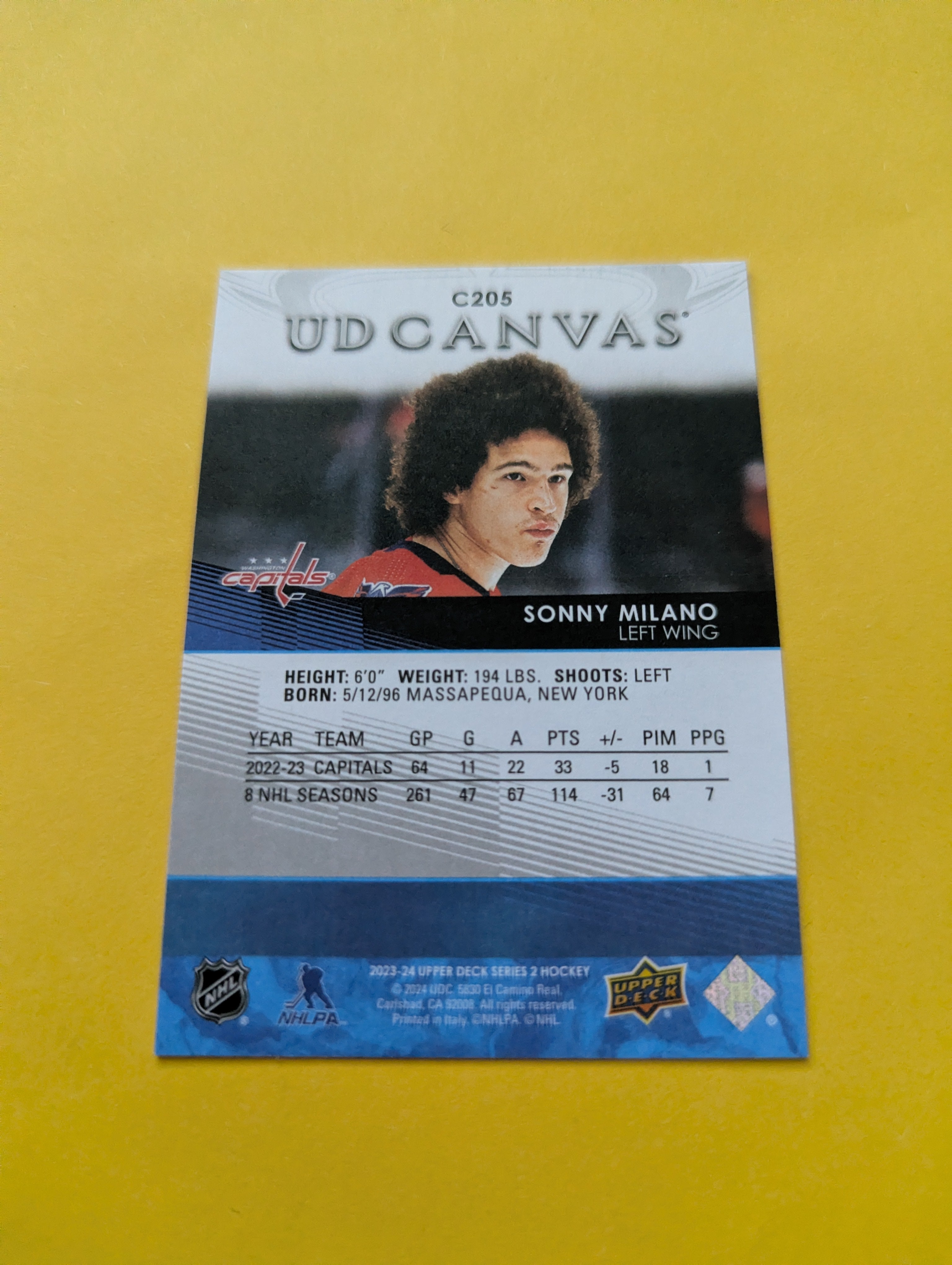 Sonny Milano 23-24 Upper Deck UD Canvas Card