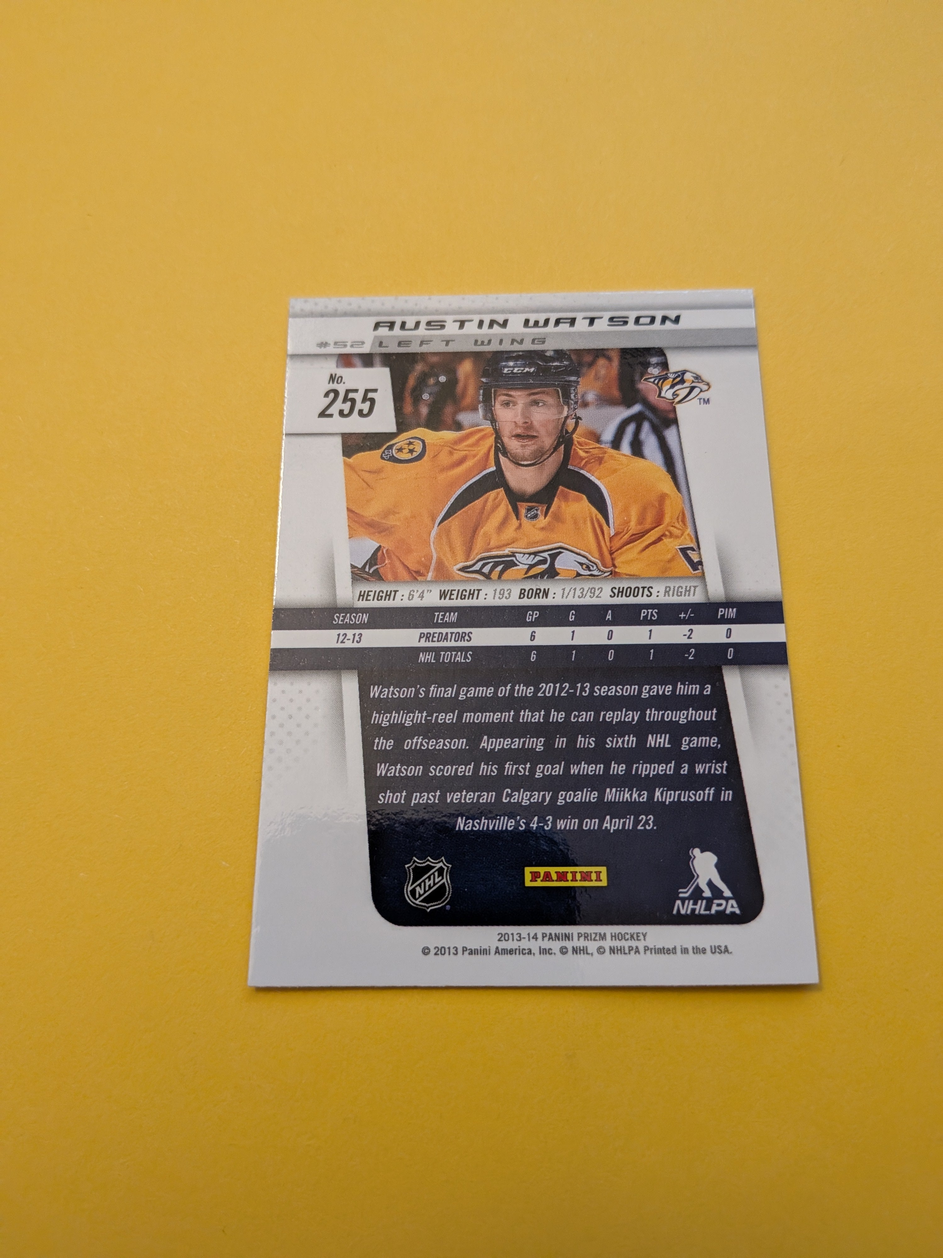 Austin Watson Signed Nashville Predators Rookie Card A