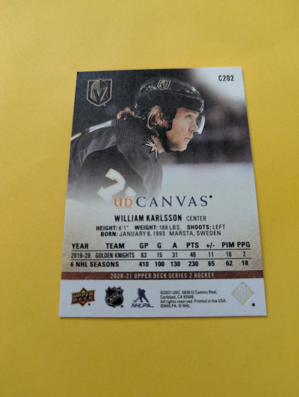 William Karlsson 20-21 Upper Deck UD Canvas Card