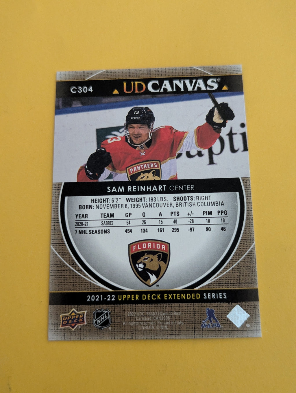 Sam Reinhart 21-22 Upper Deck UD Canvas Card