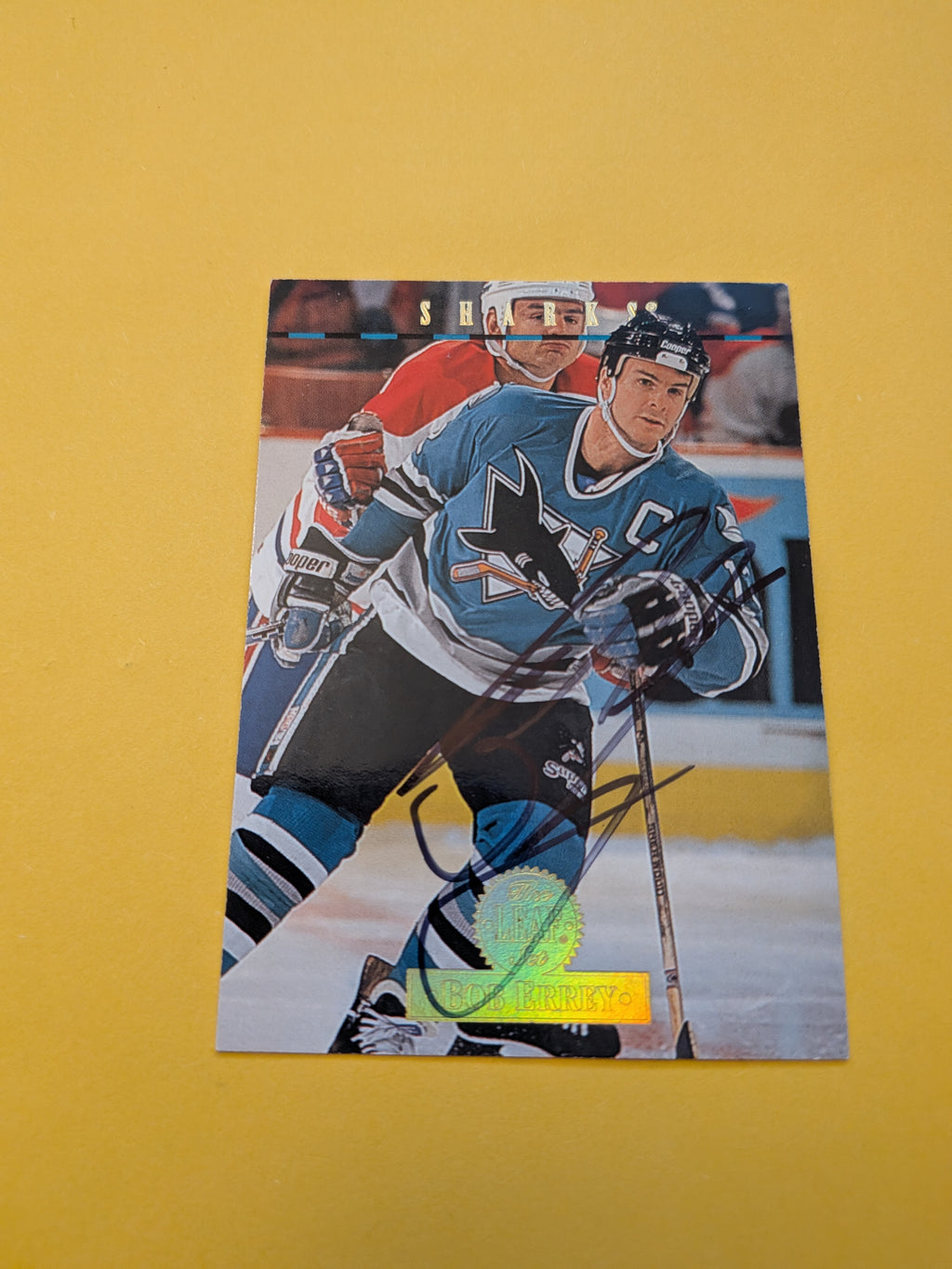 Bob Errey Signed San Jose Sharks Card A