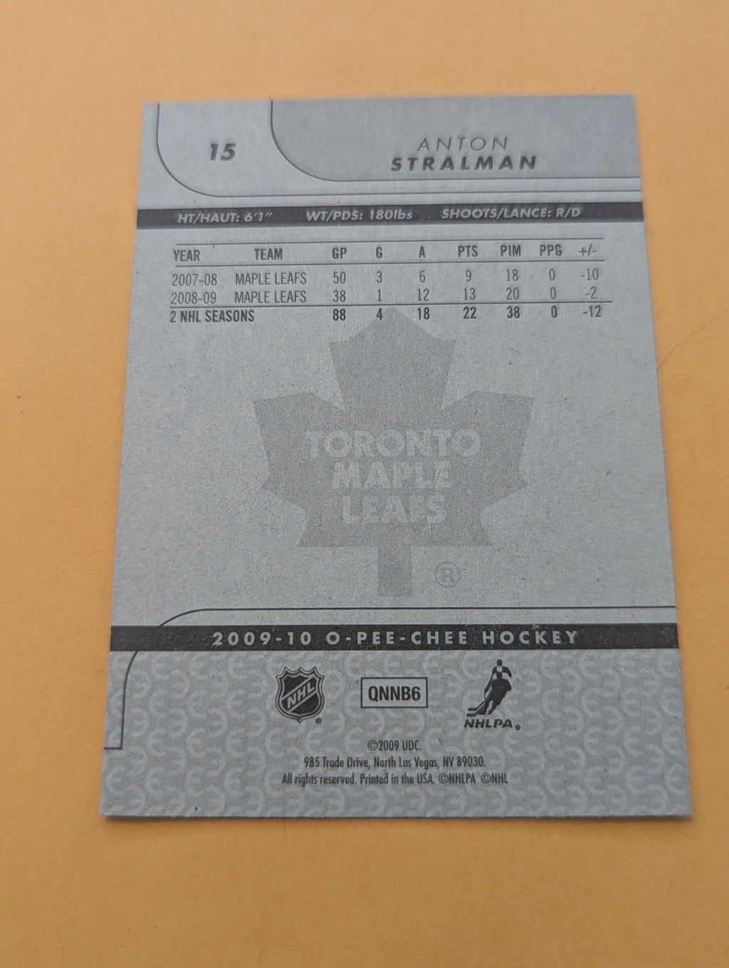 Anton Stralman Signed Toronto Maple Leafs Card