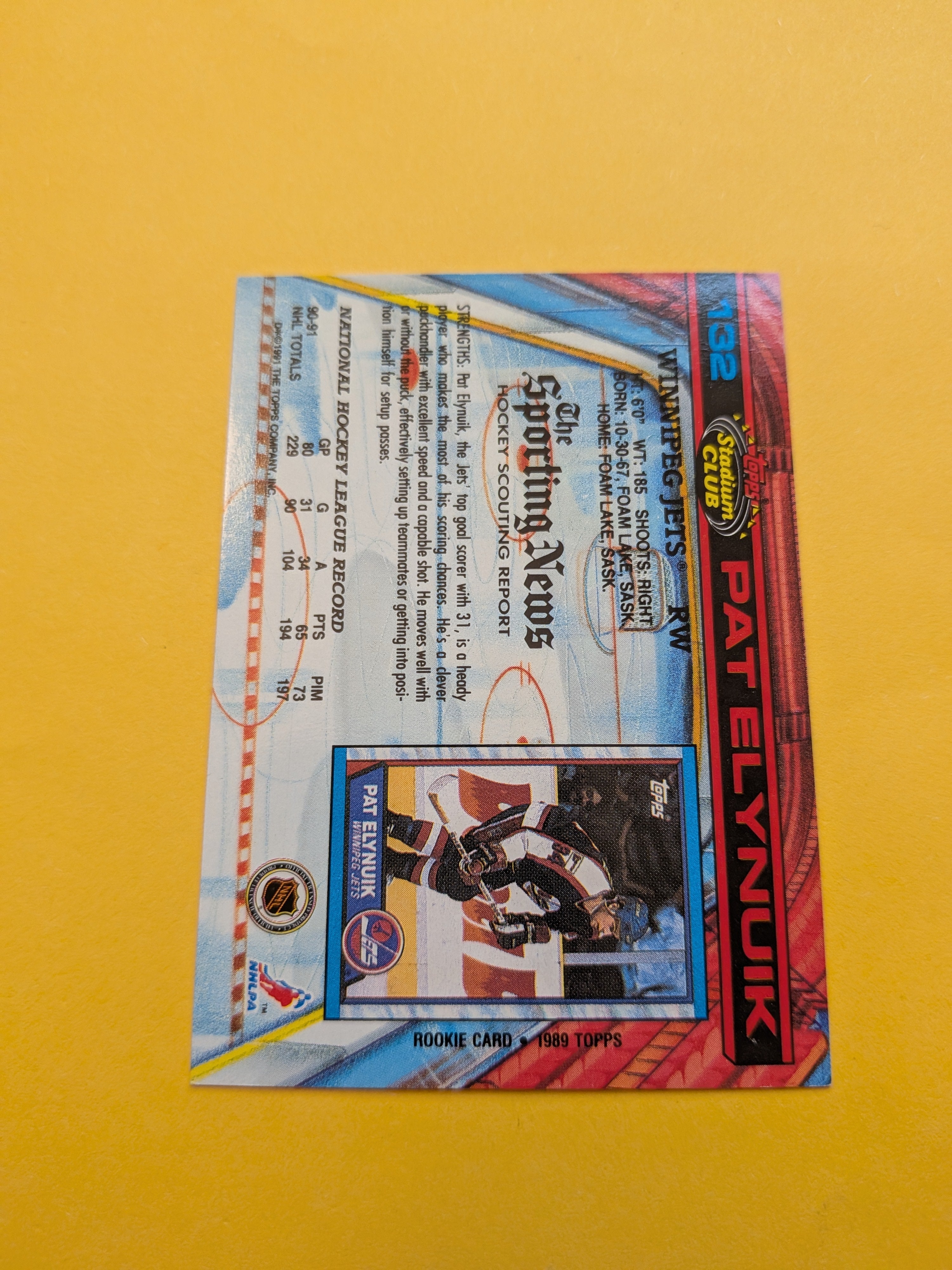 Pat Elynuik Signed Winnipeg Jets Card I