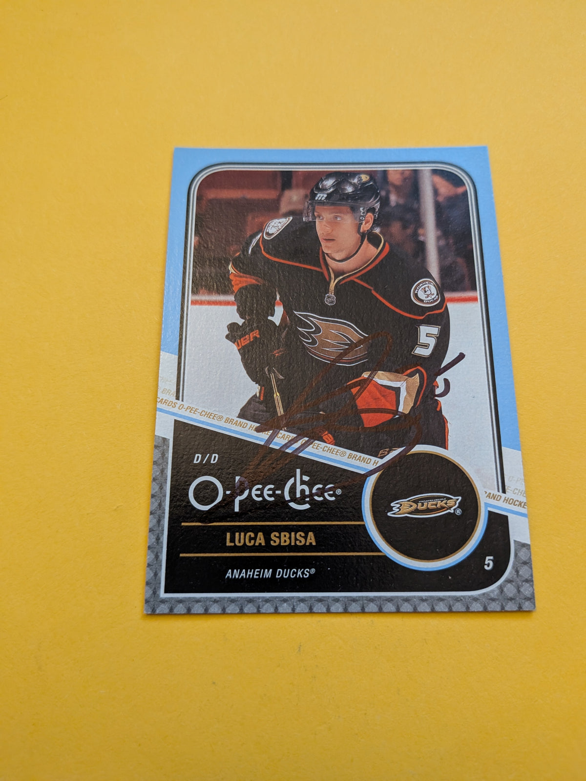 Luca Sbisa Signed Anaheim Ducks Card G