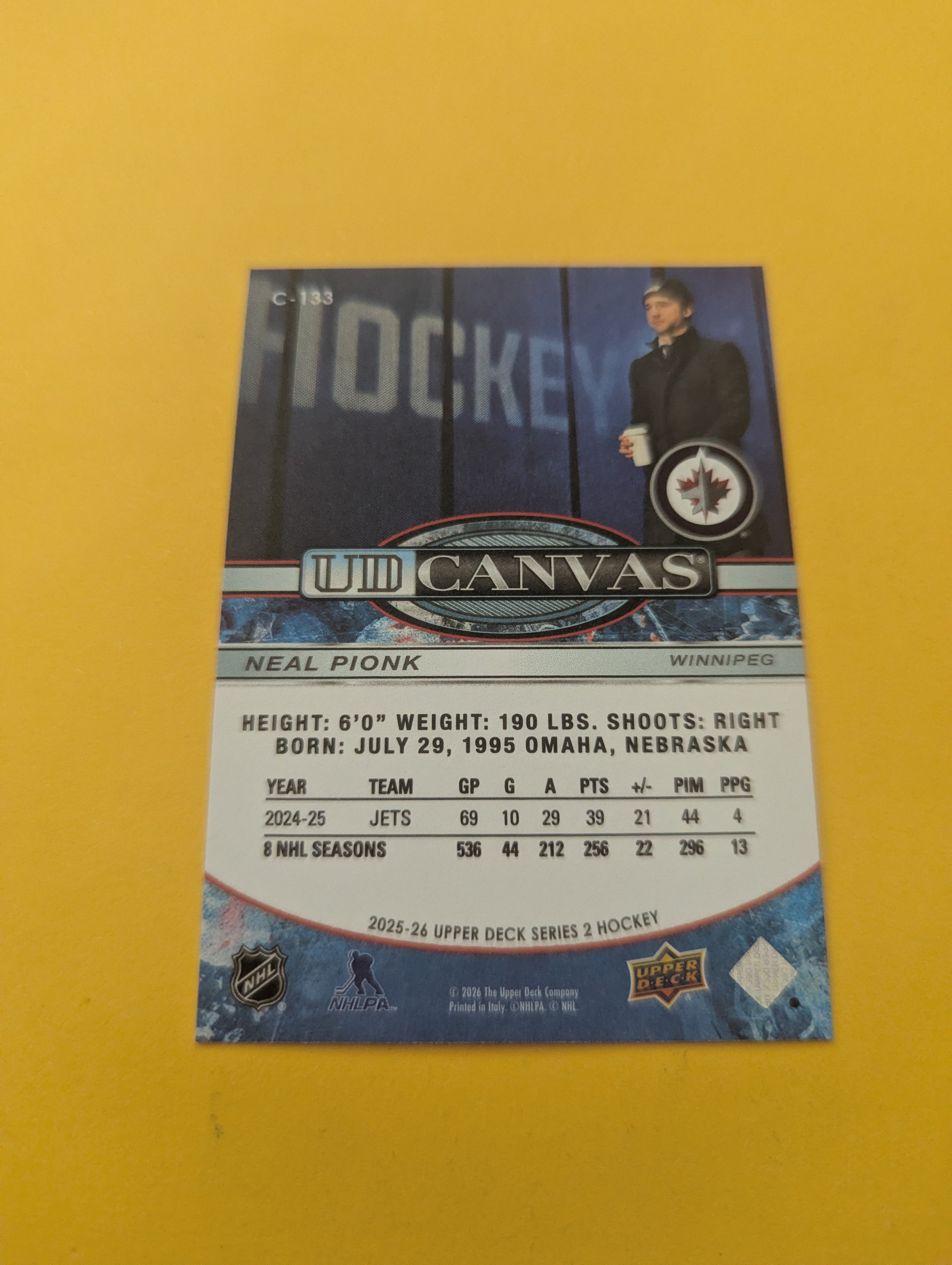 Neal Pionk 25-26 Upper Deck UD Canvas Card