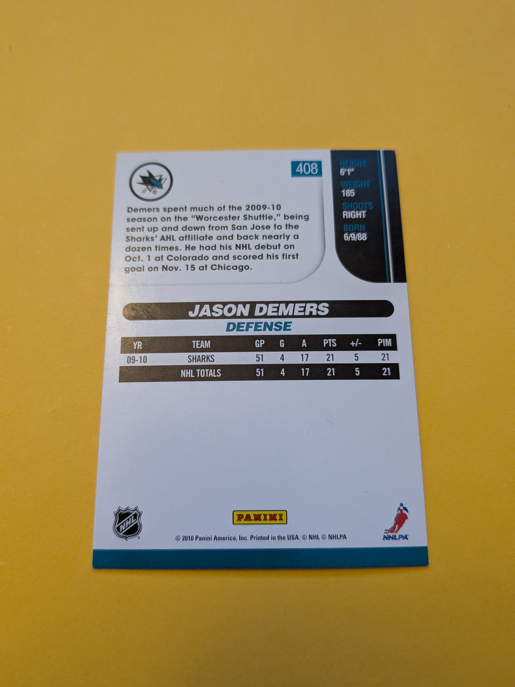 Jason Demers Signed San Jose Sharks Card A