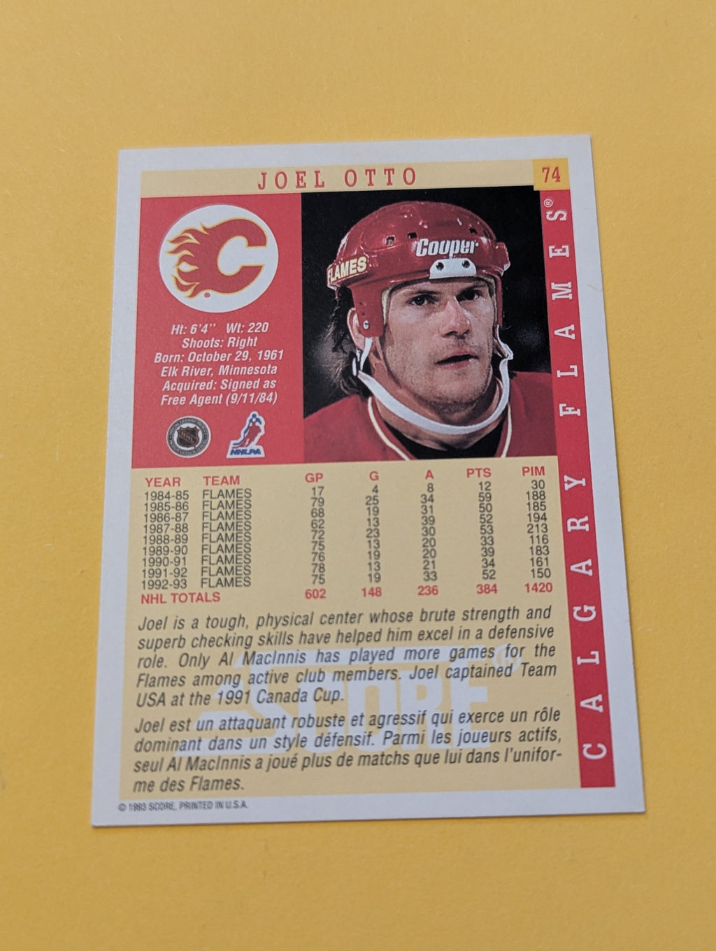 Joel Otto Signed Calgary Flames Card