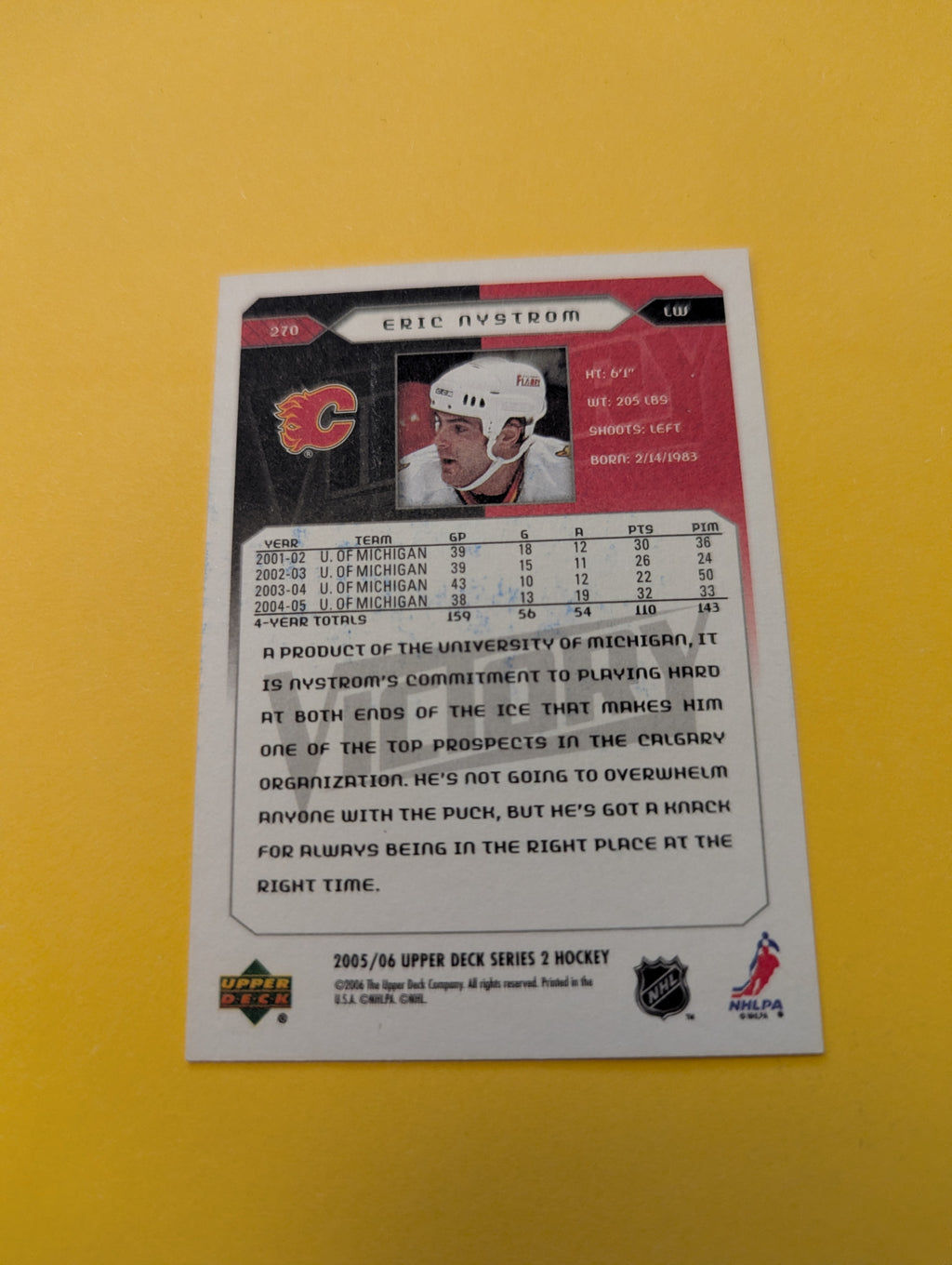Eric Nystrom Signed Calgary Flames Rookie Card