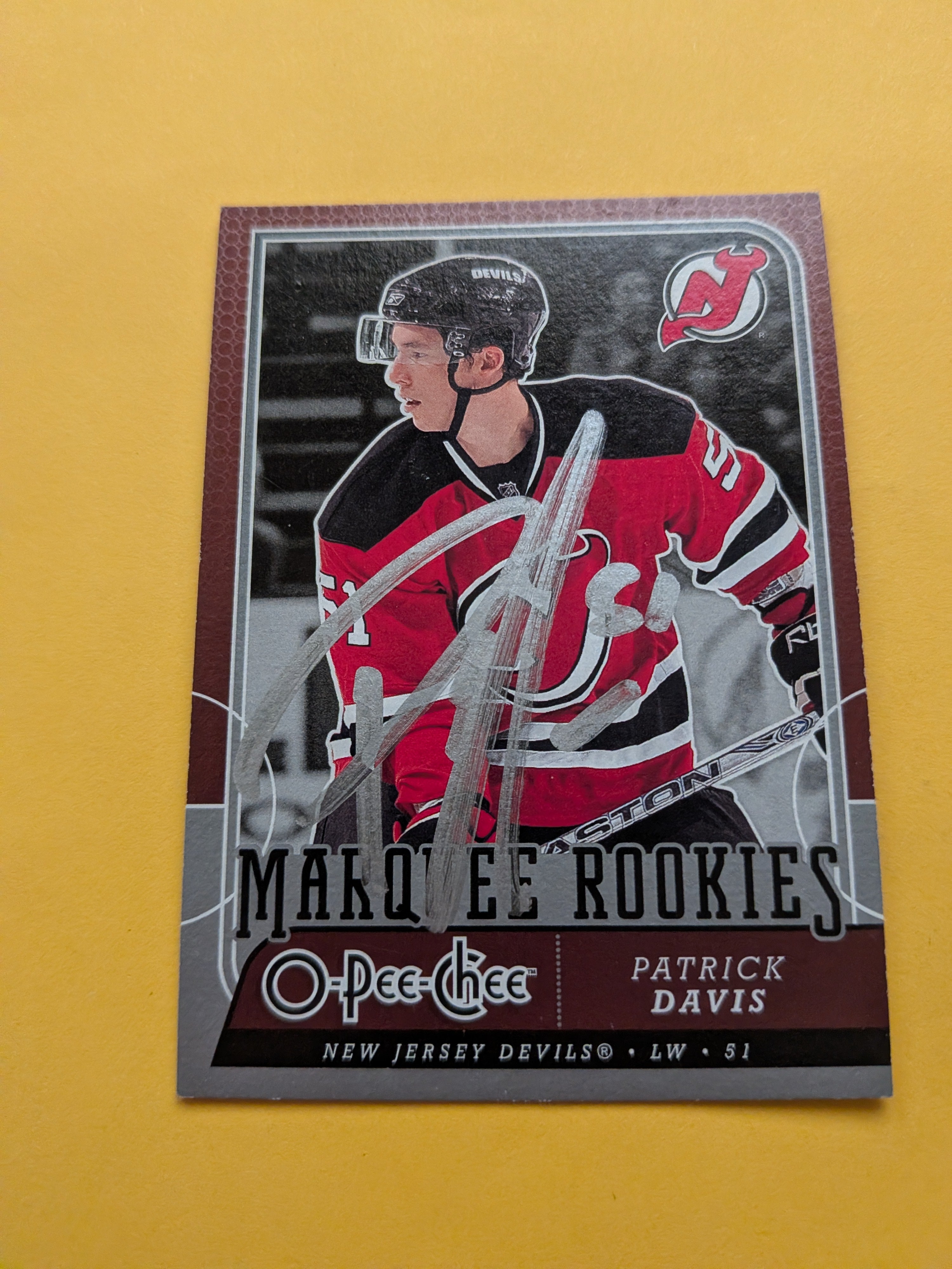 Patrick Davis Signed New Jersey Devils Rookie Card A