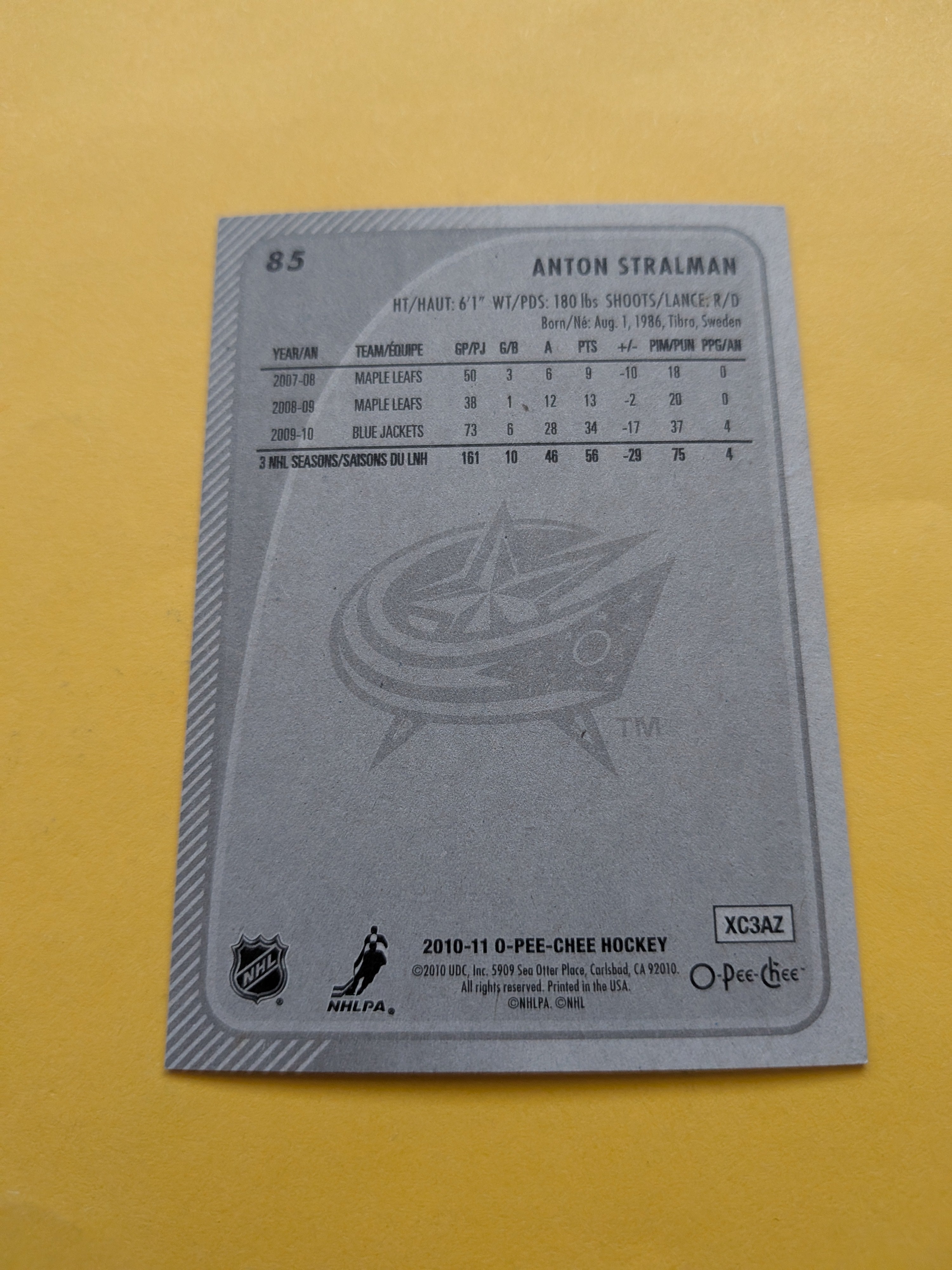 Anton Stralman Signed Columbus Blue Jackets Card C