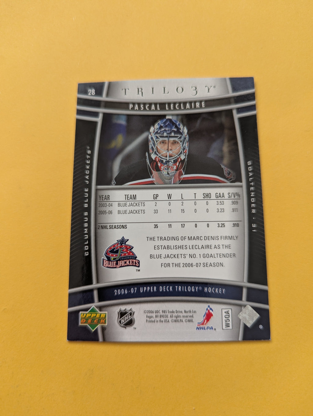 Pascal LeClaire Signed Columbus Blue Jackets Card