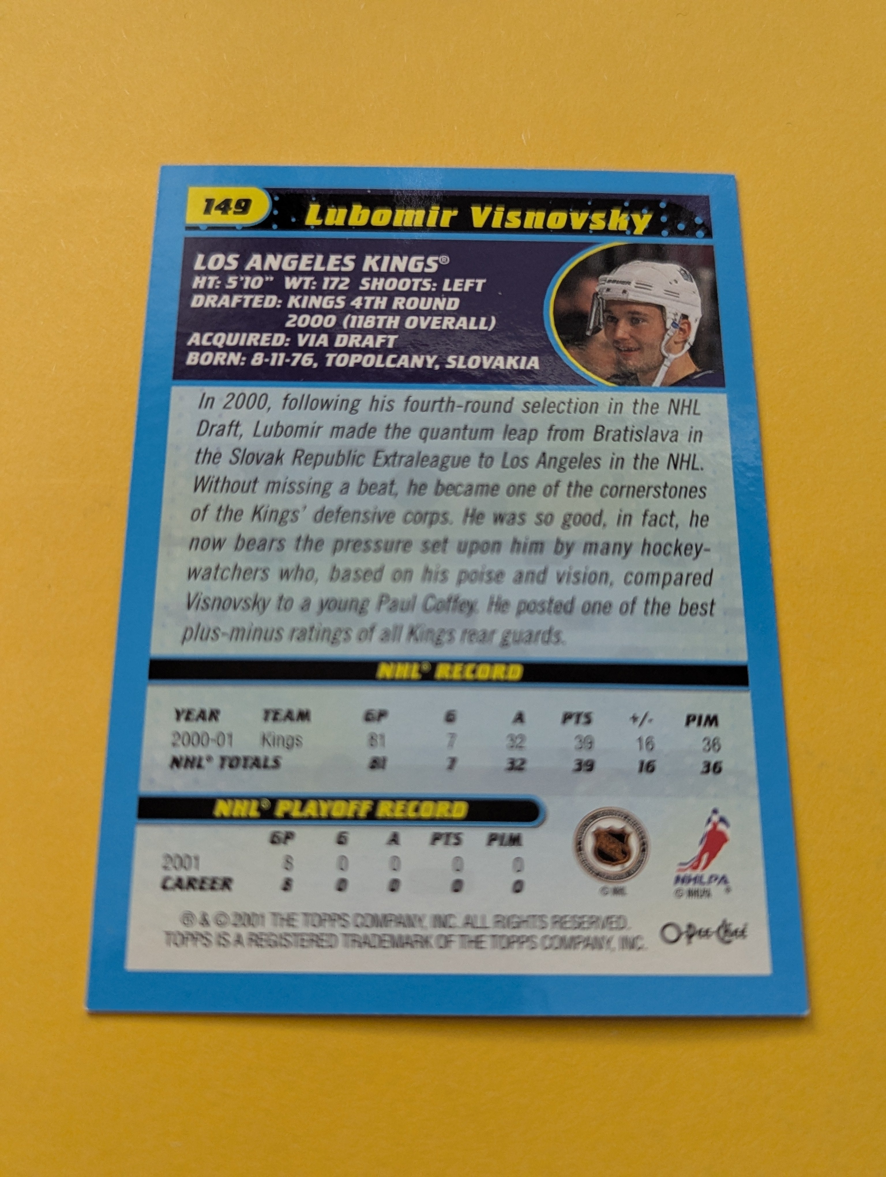 Lubomir Visnovsky Signed Los Angeles Kings Card