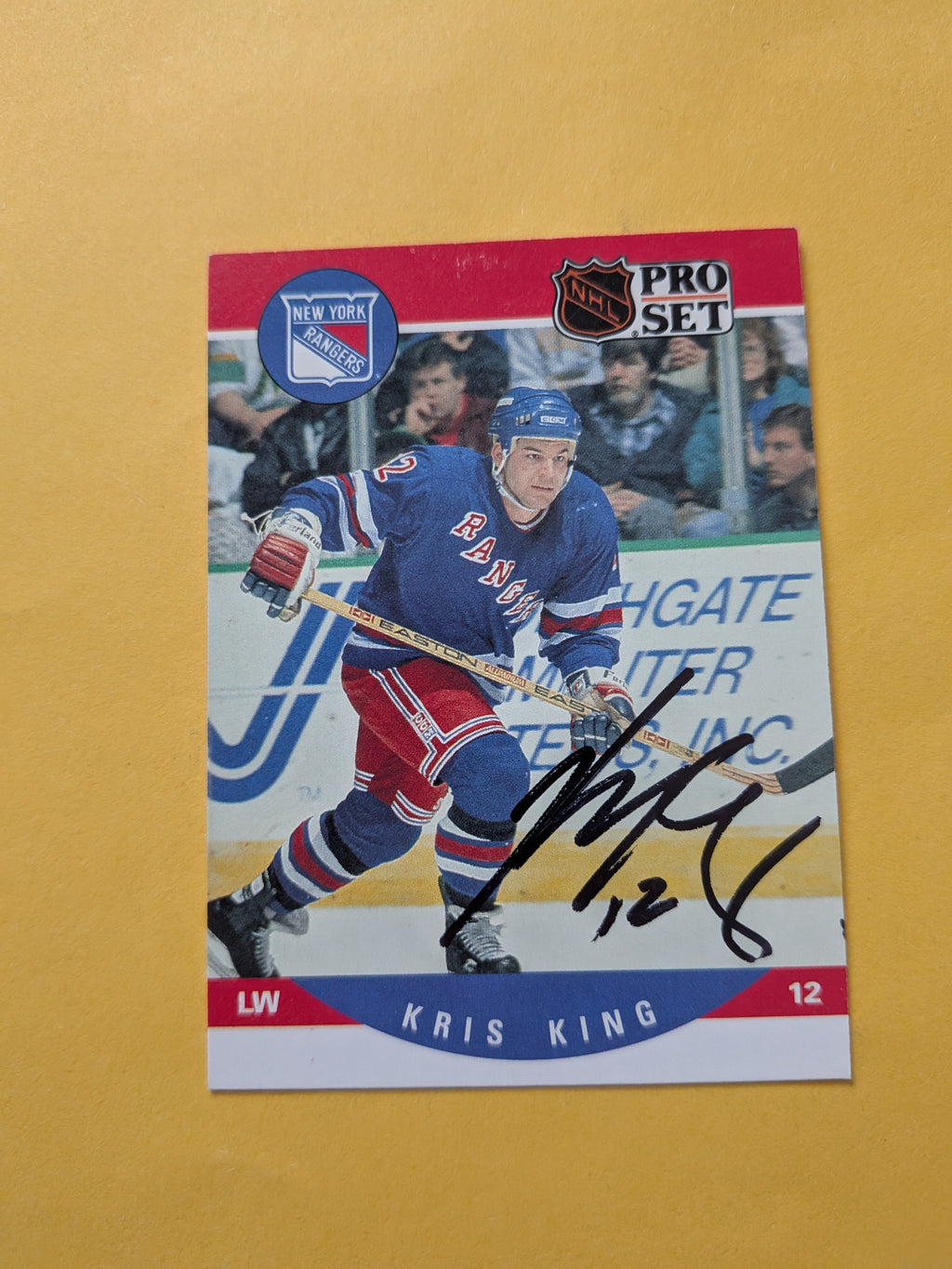 Kris King Signed New York Rangers Card E