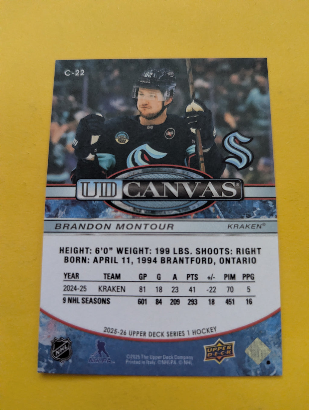 Brandon Montour 25-26 Upper Deck UD Canvas Card