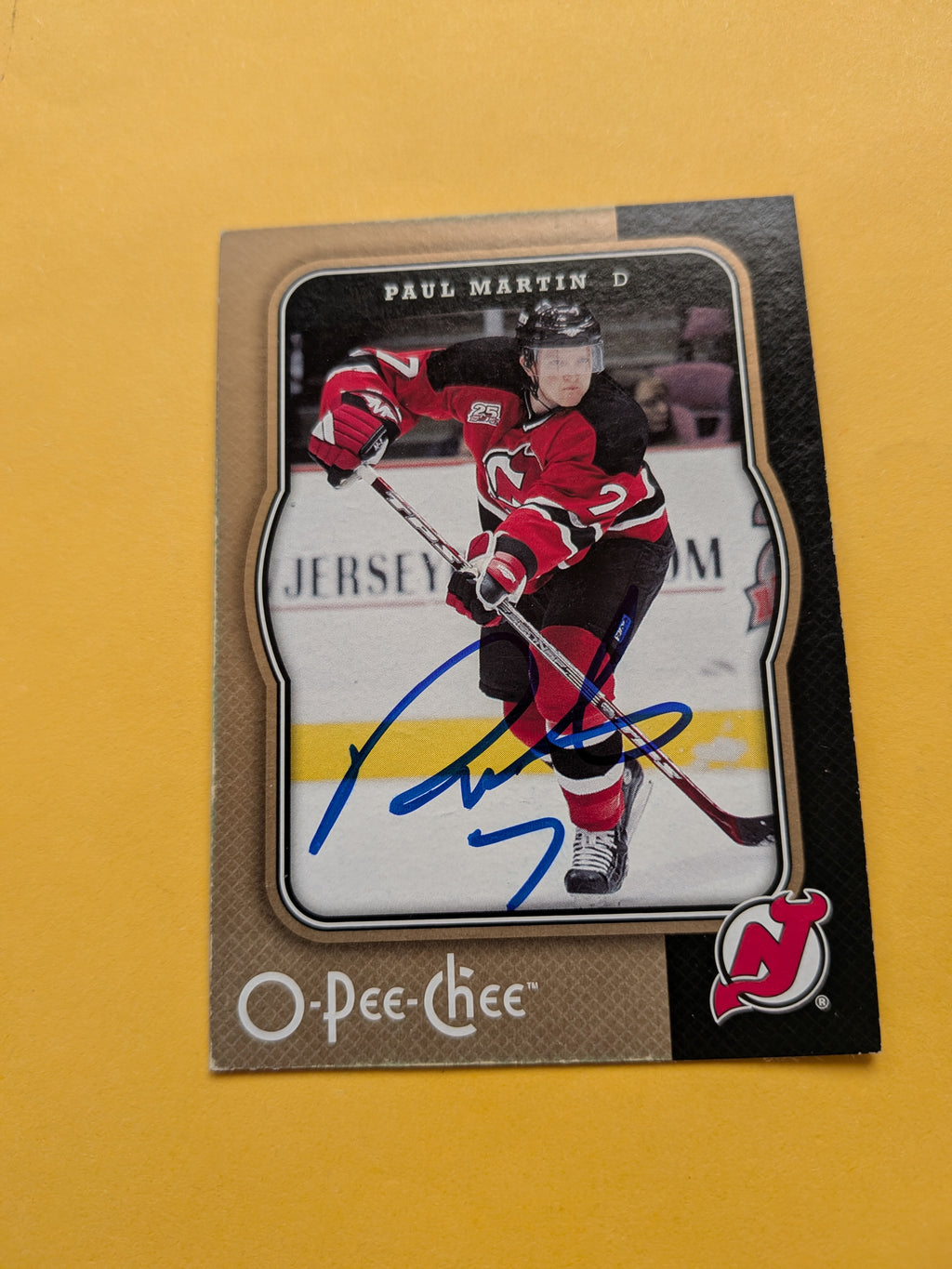 Paul Martin Signed New Jersey Devils Card B