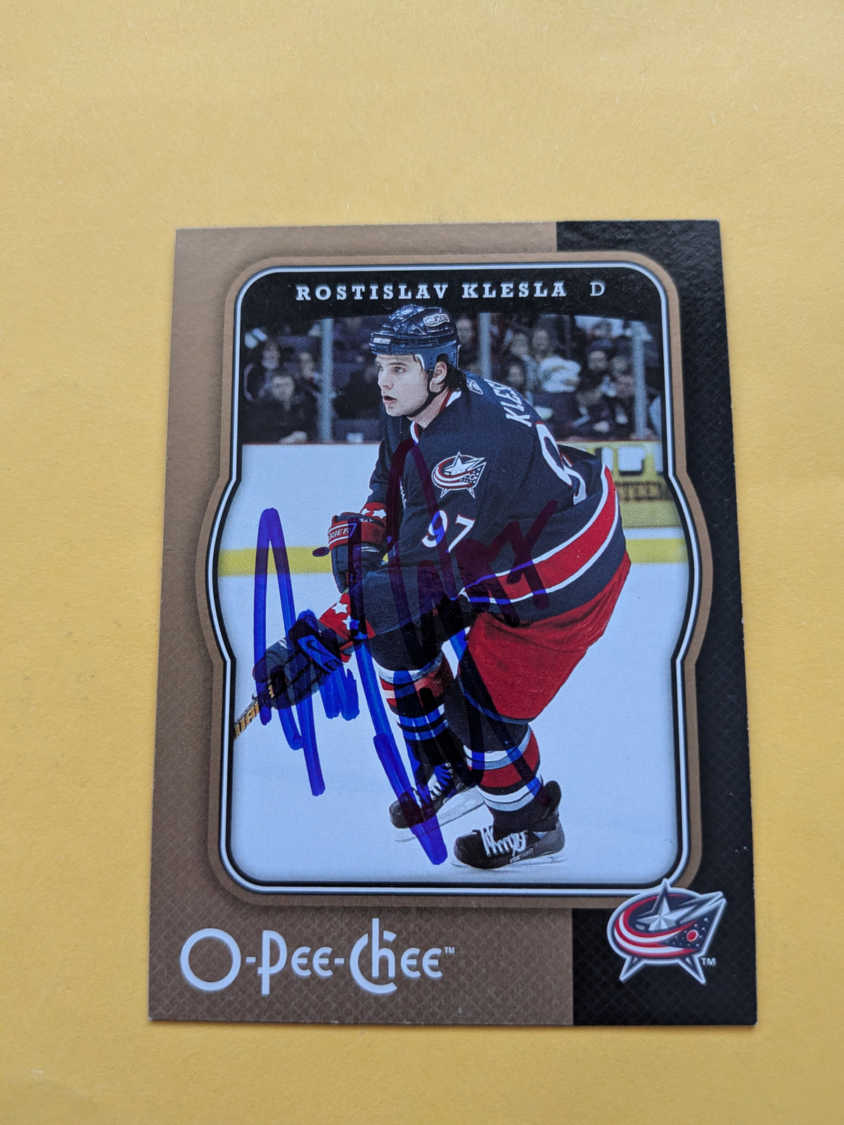 Rostislav Klesla Signed Columbus Blue Jackets Card C