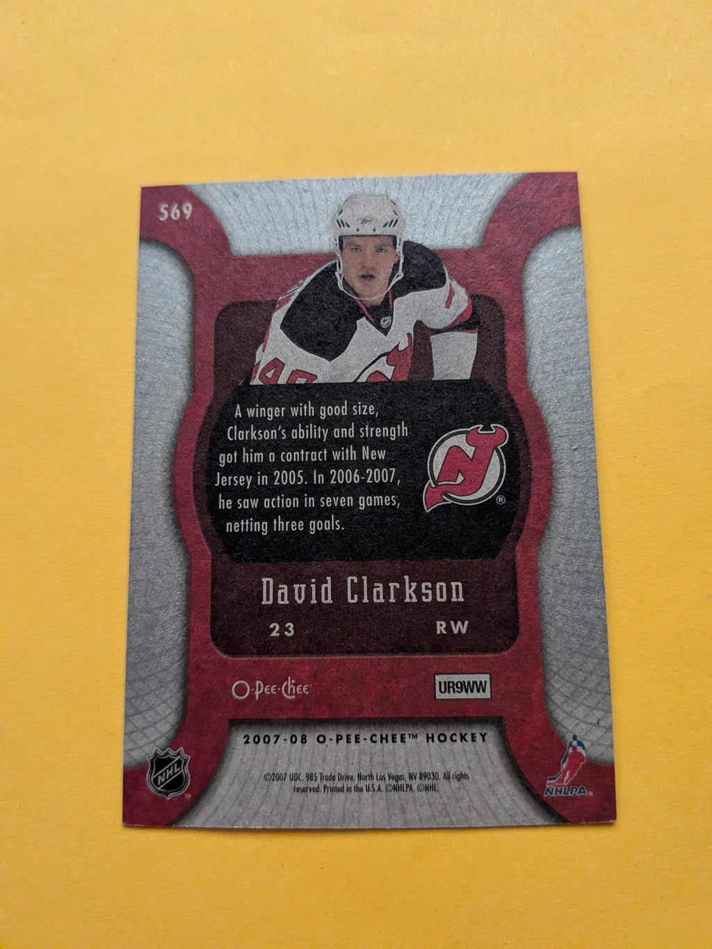 David Clarkson Signed New Jersey Devils Rookie Card A