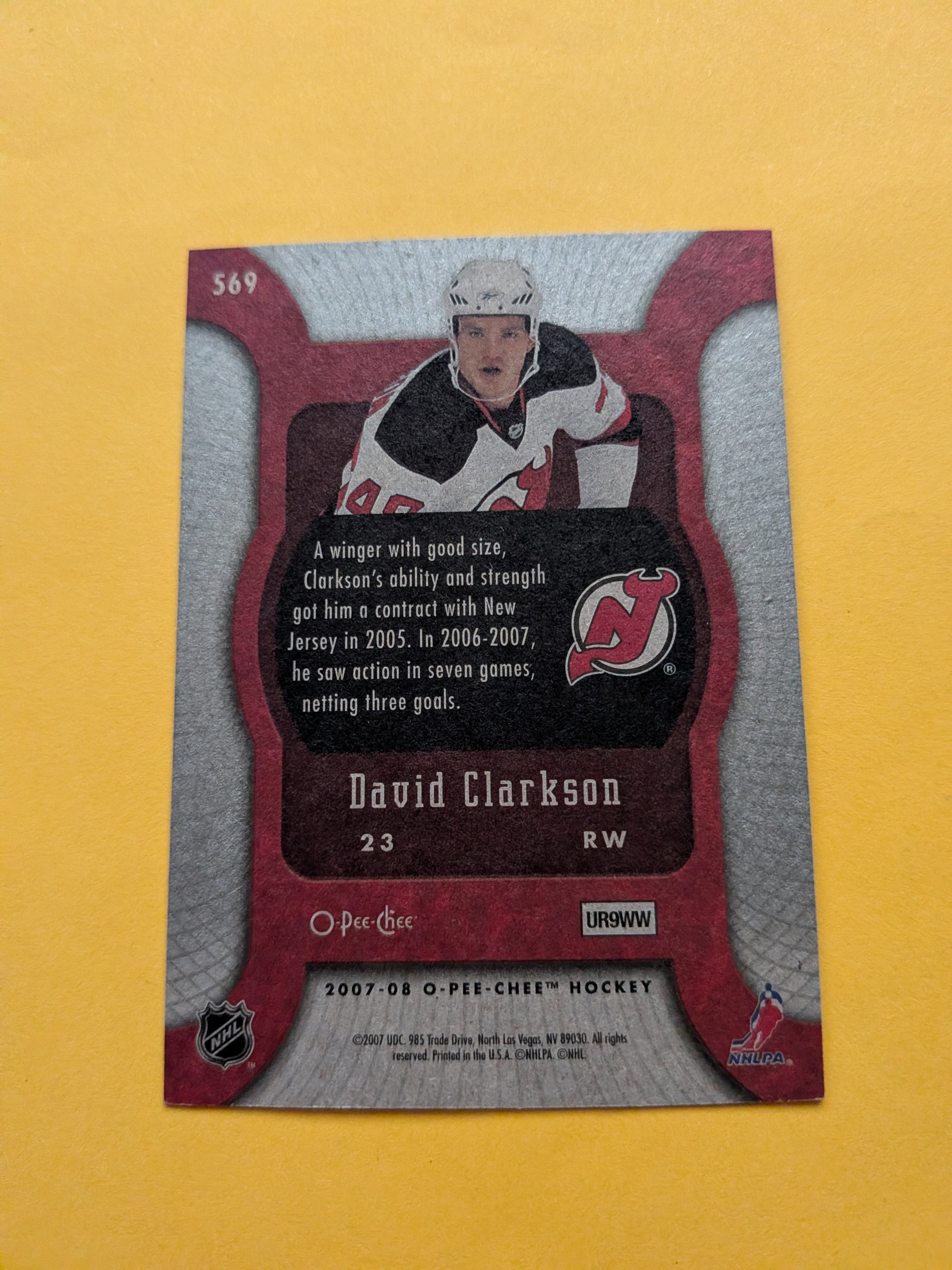 David Clarkson Signed New Jersey Devils Rookie Card A