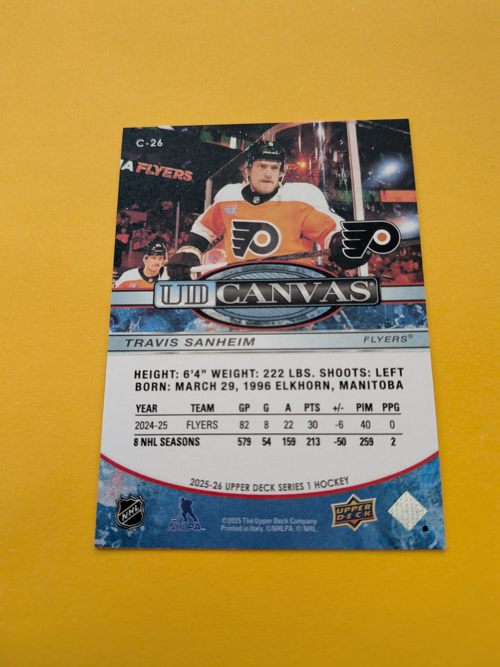 Travis Sanheim 25-26 Upper Deck UD Canvas Card