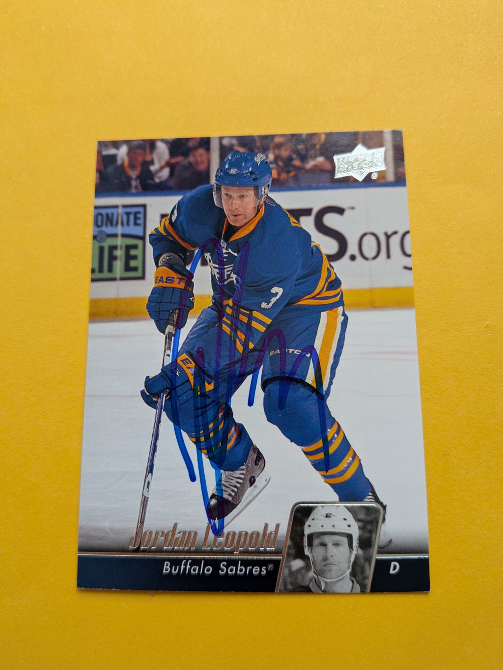 Jordan Leopold Signed Buffalo Sabres Card B