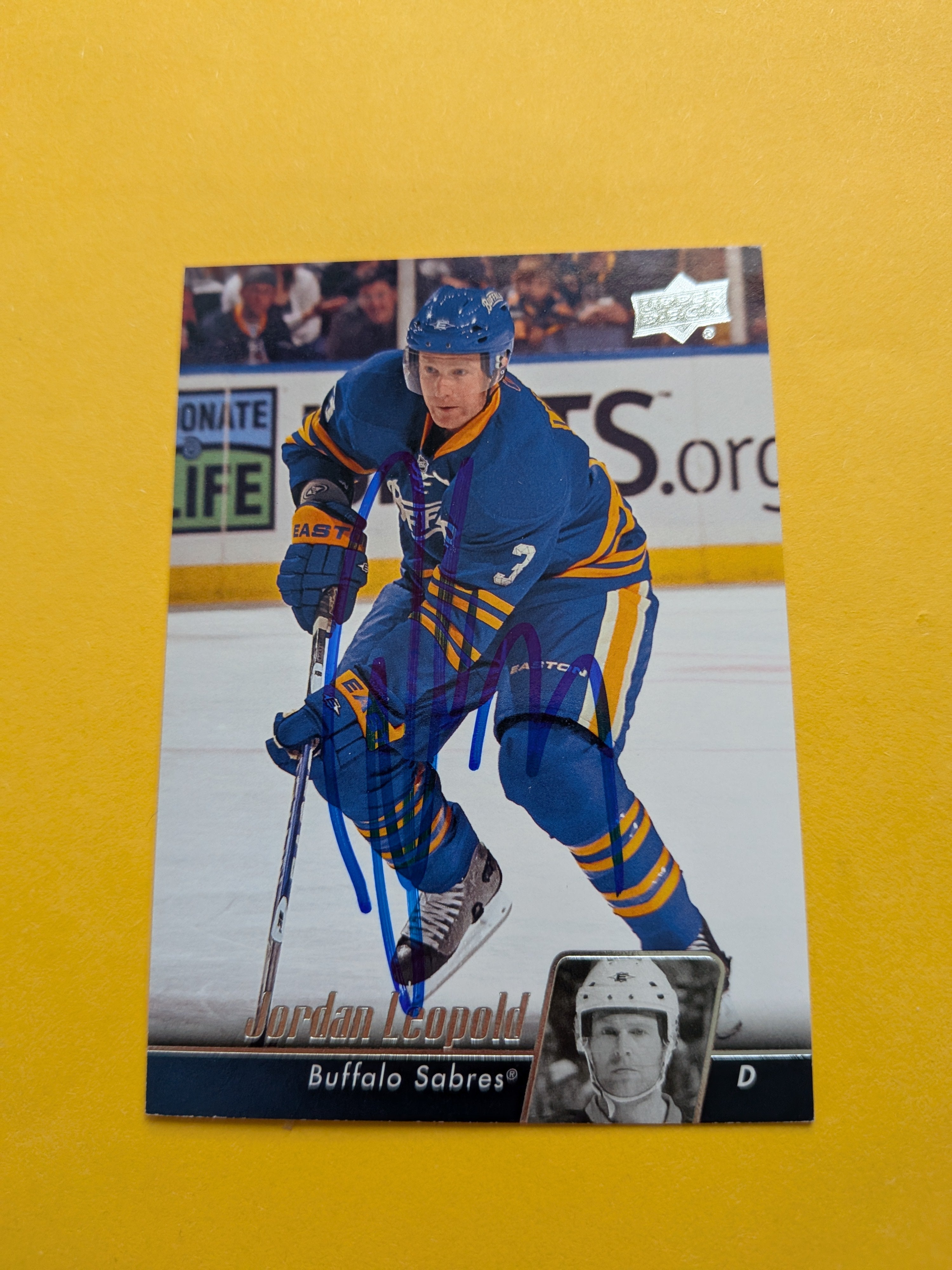 Jordan Leopold Signed Buffalo Sabres Card B