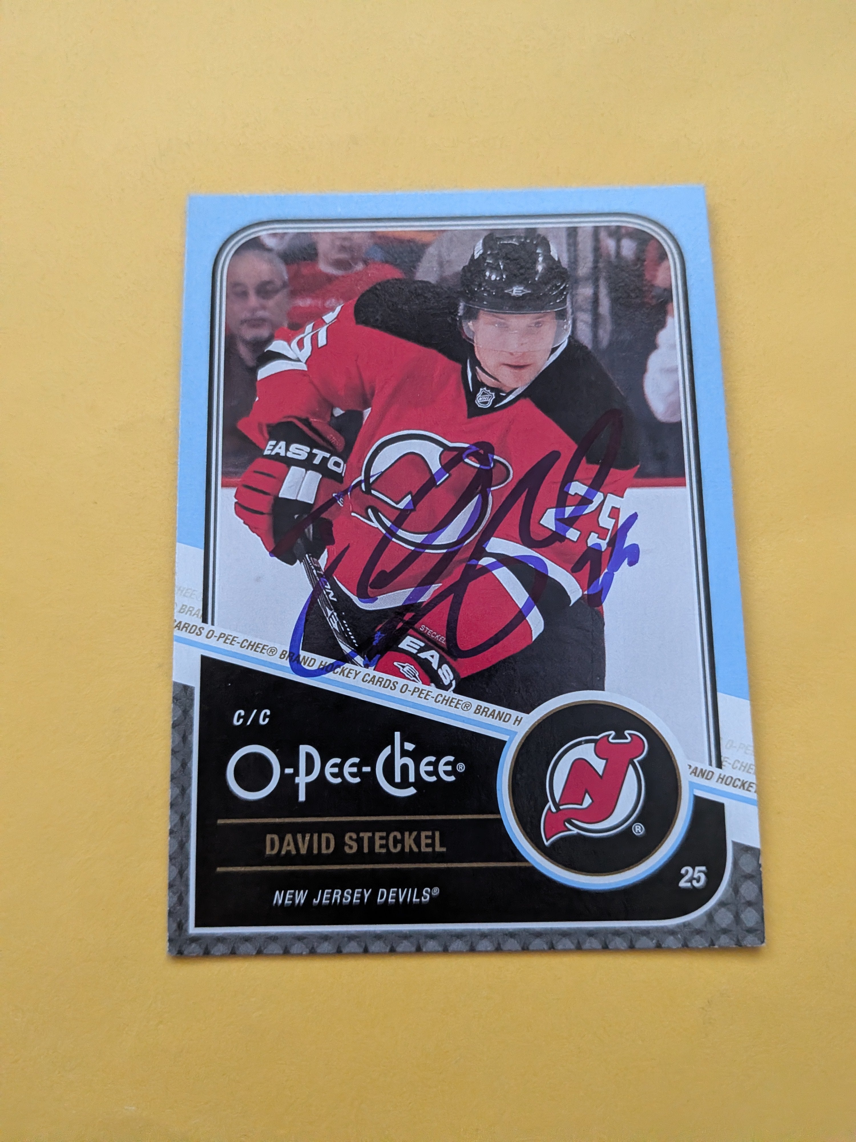 David Steckel Signed New Jersey Devils Card A