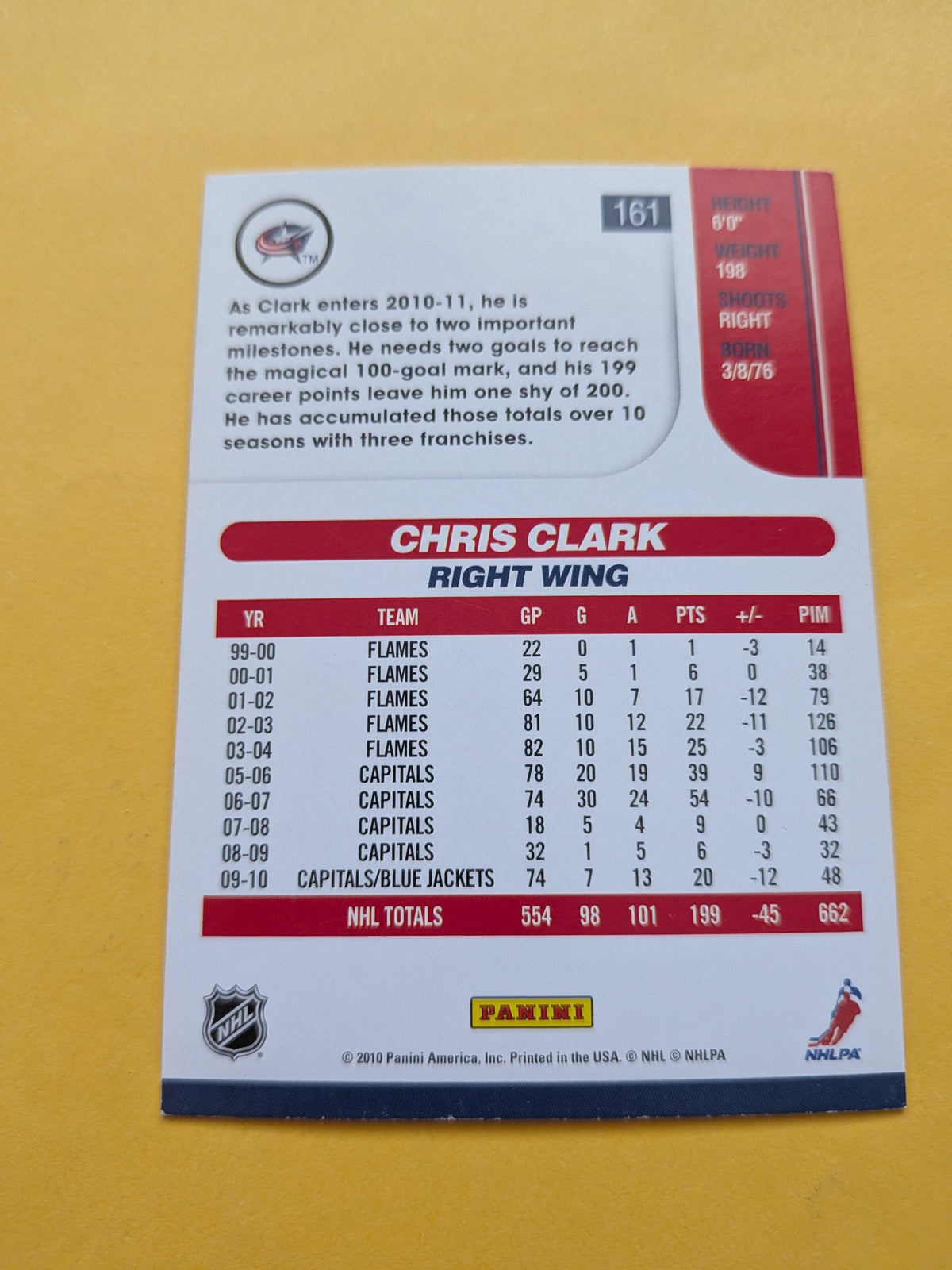 Chris Clark Signed Columbus Blue Jackets Card A