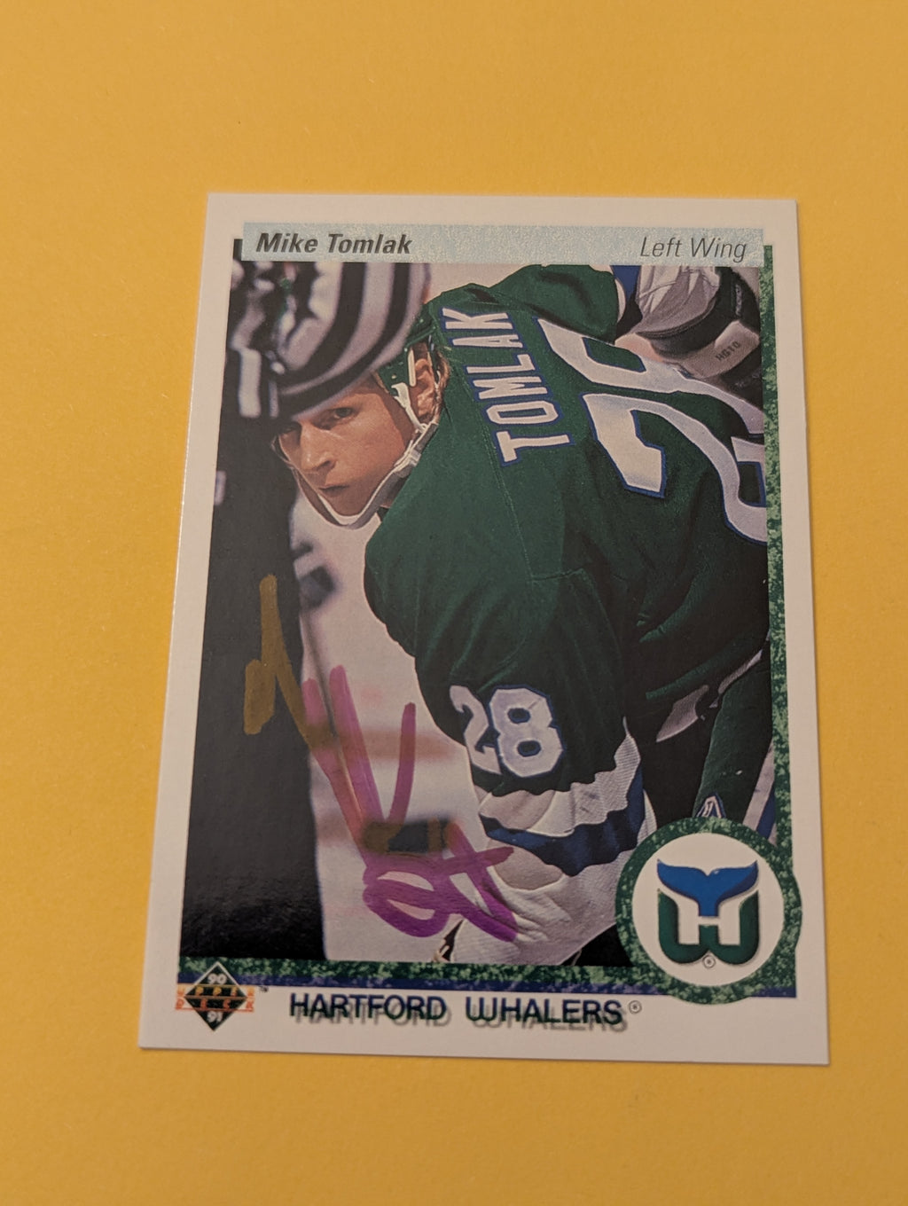 Mike Tomlak Signed Hartford Whalers Card