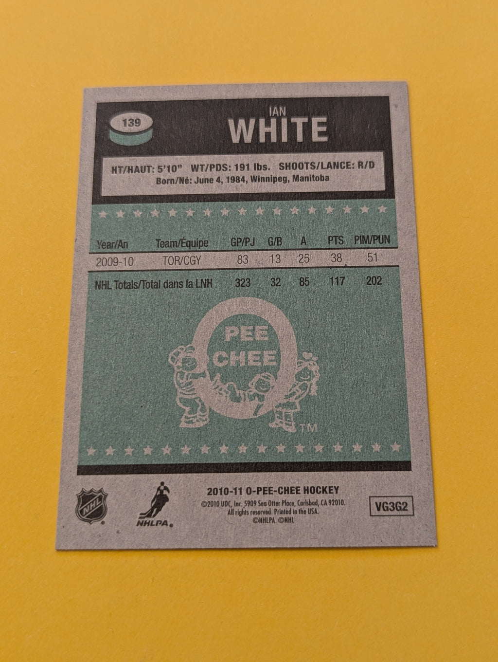 Ian White Signed Calgary Flames Card