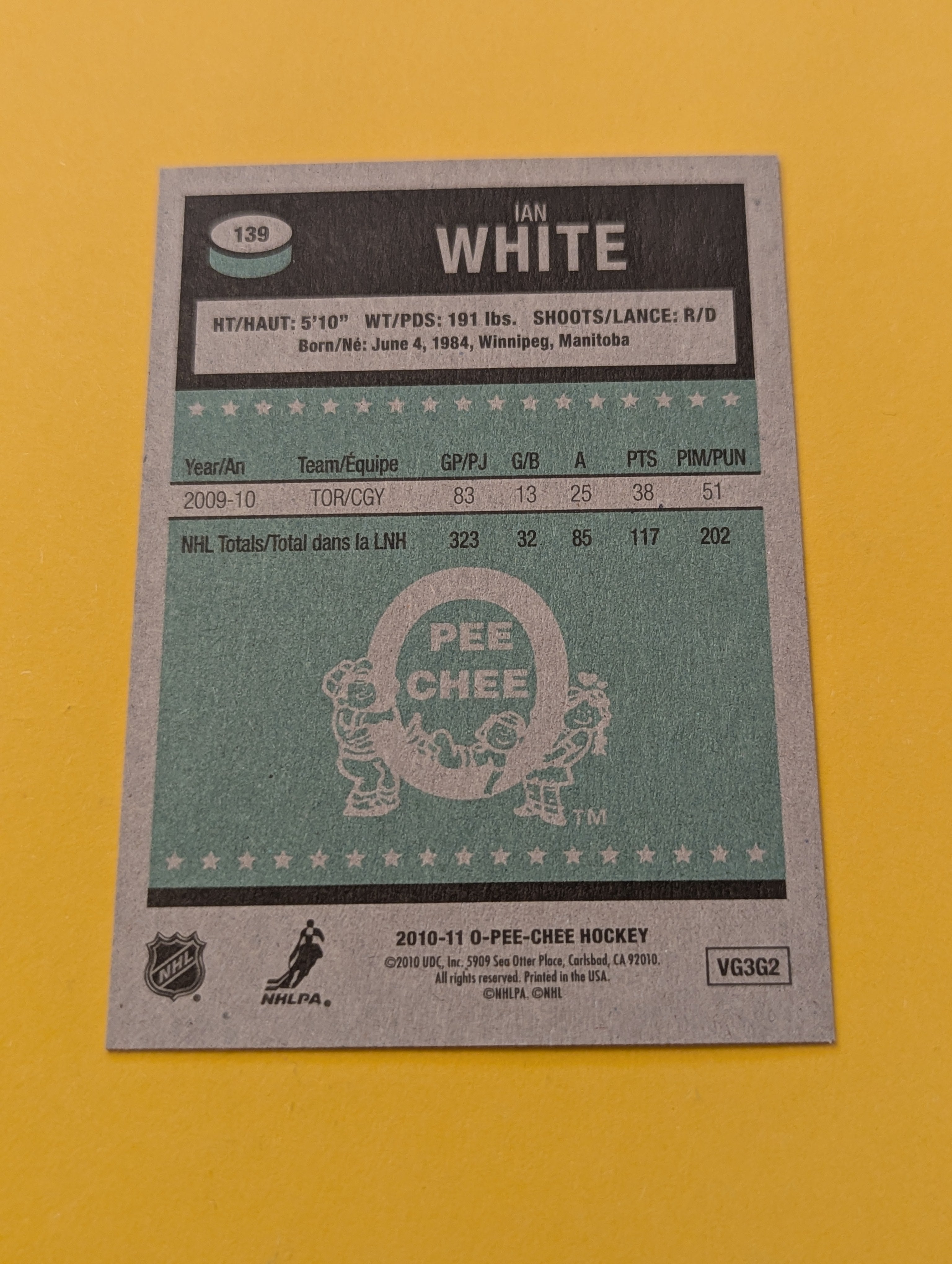 Ian White Signed Calgary Flames Card