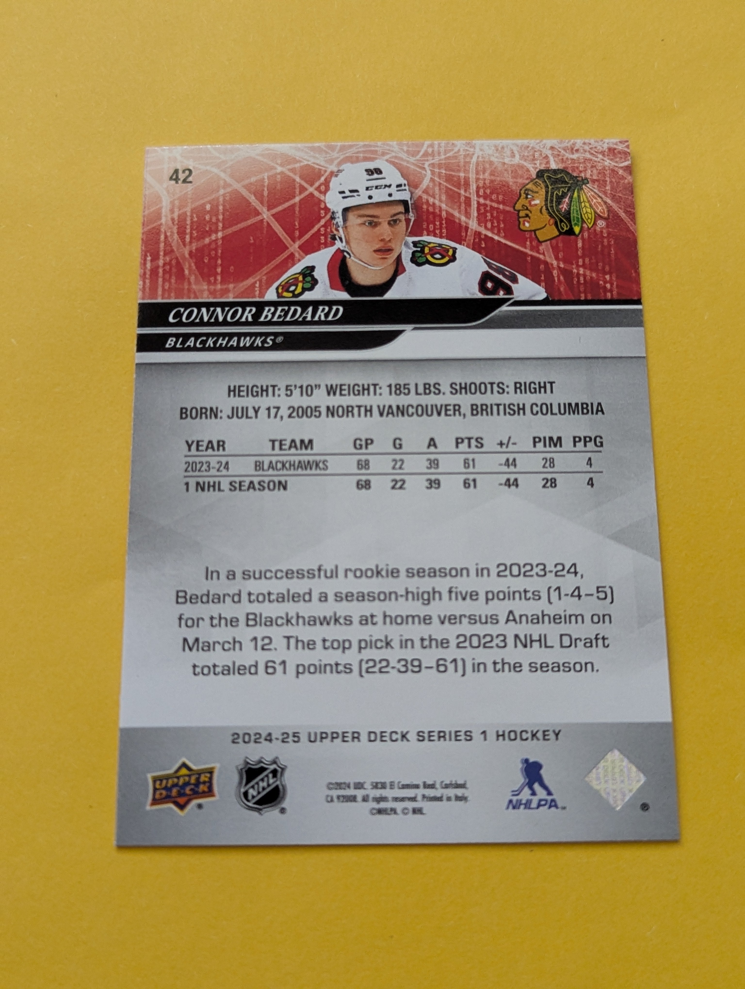 Connor Bedard 24-25 Upper Deck Card