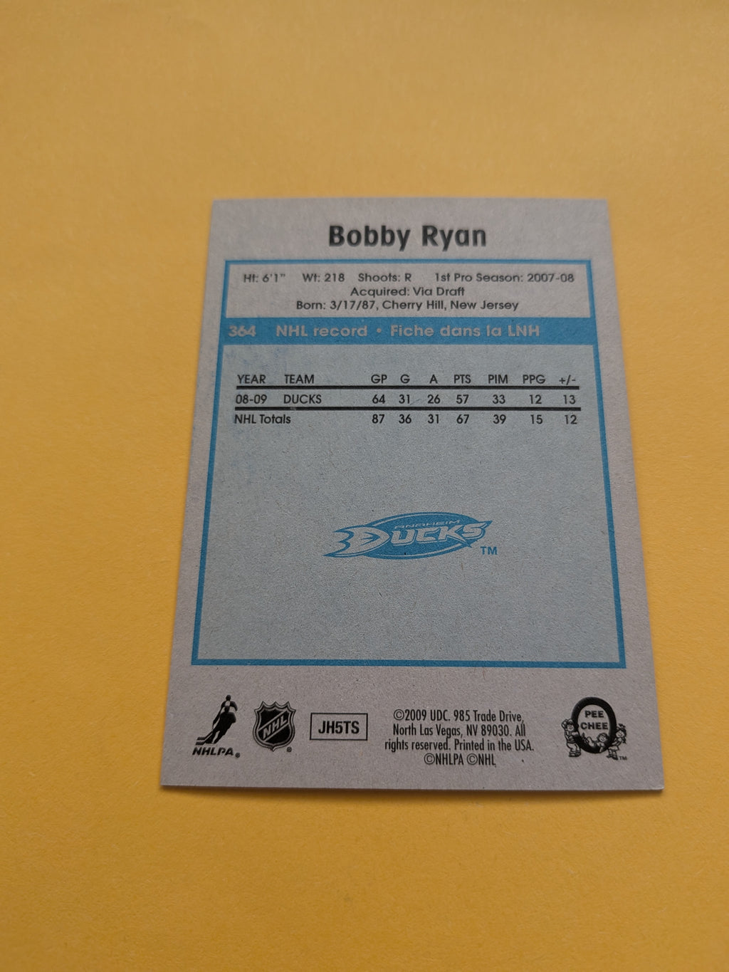 Bobby Ryan Signed Anaheim Ducks Card I