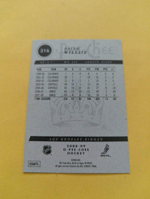 Brian Willsie Signed Los Angeles Kings Card