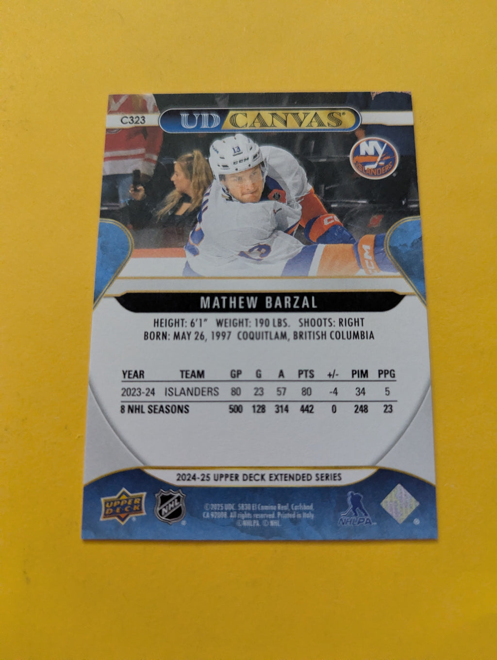 Mathew Barzal 20-21 Upper Deck UD Canvas Card