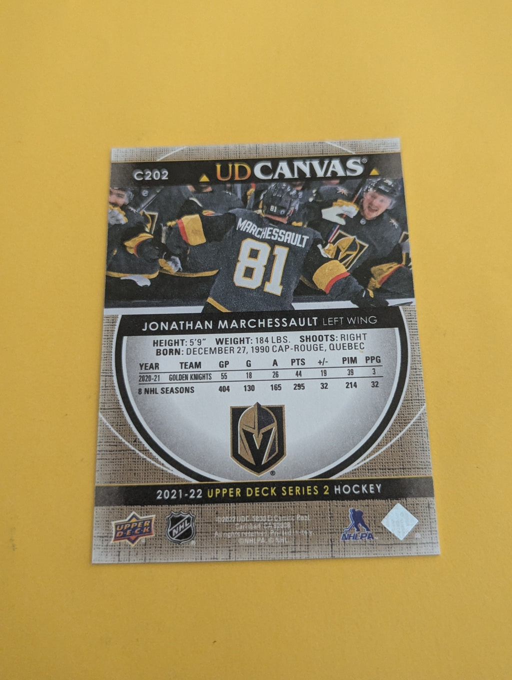 Jonathan Marchessault 21-22 Upper Deck UD Canvas Card