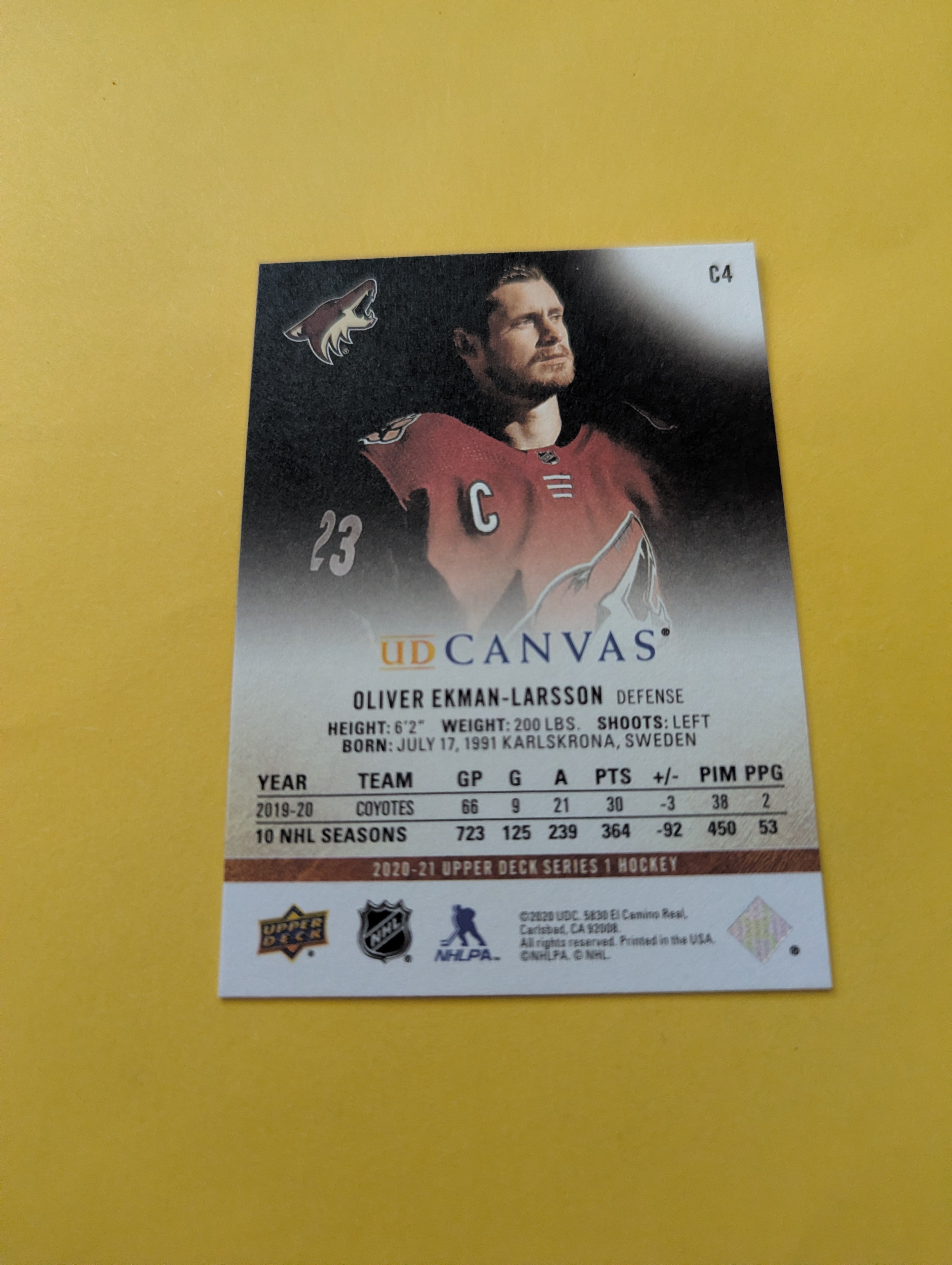 Oliver Ekman Larsson 20-21 Upper Deck UD Canvas Card