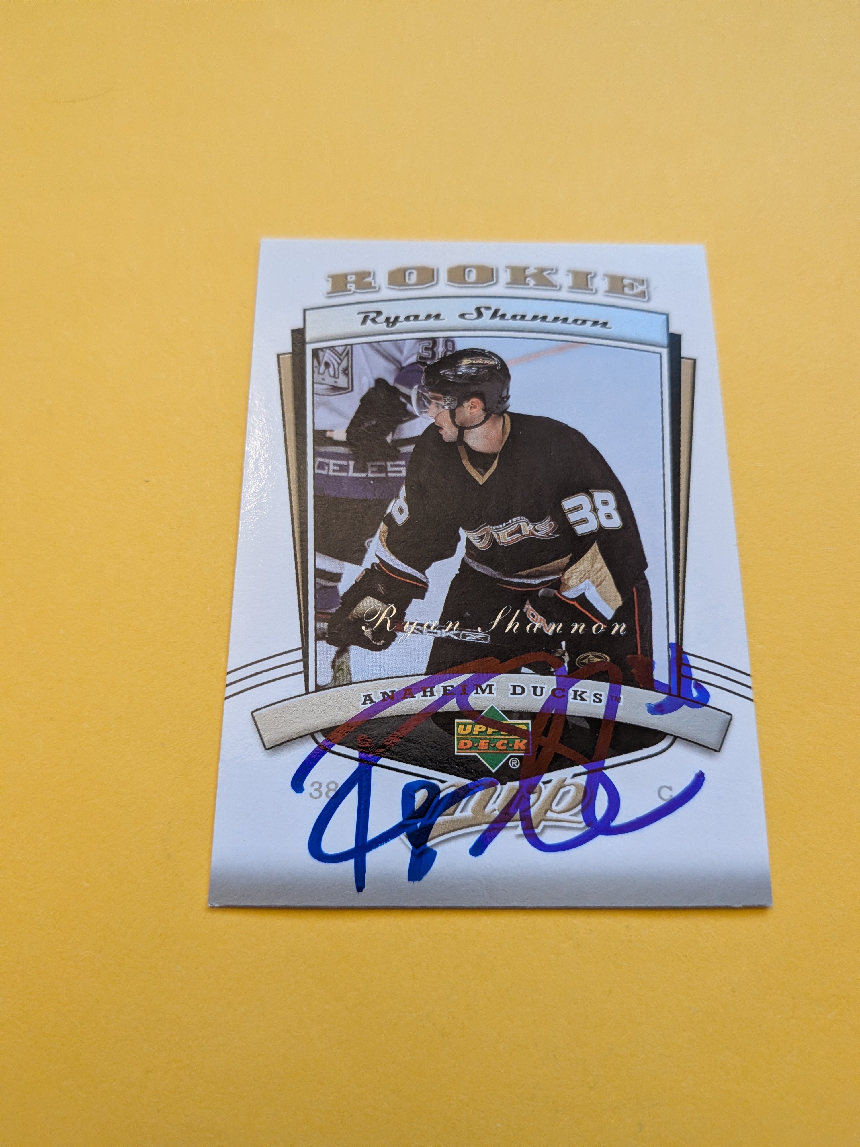 Ryan Shannon Signed Anaheim Ducks Rookie Card A