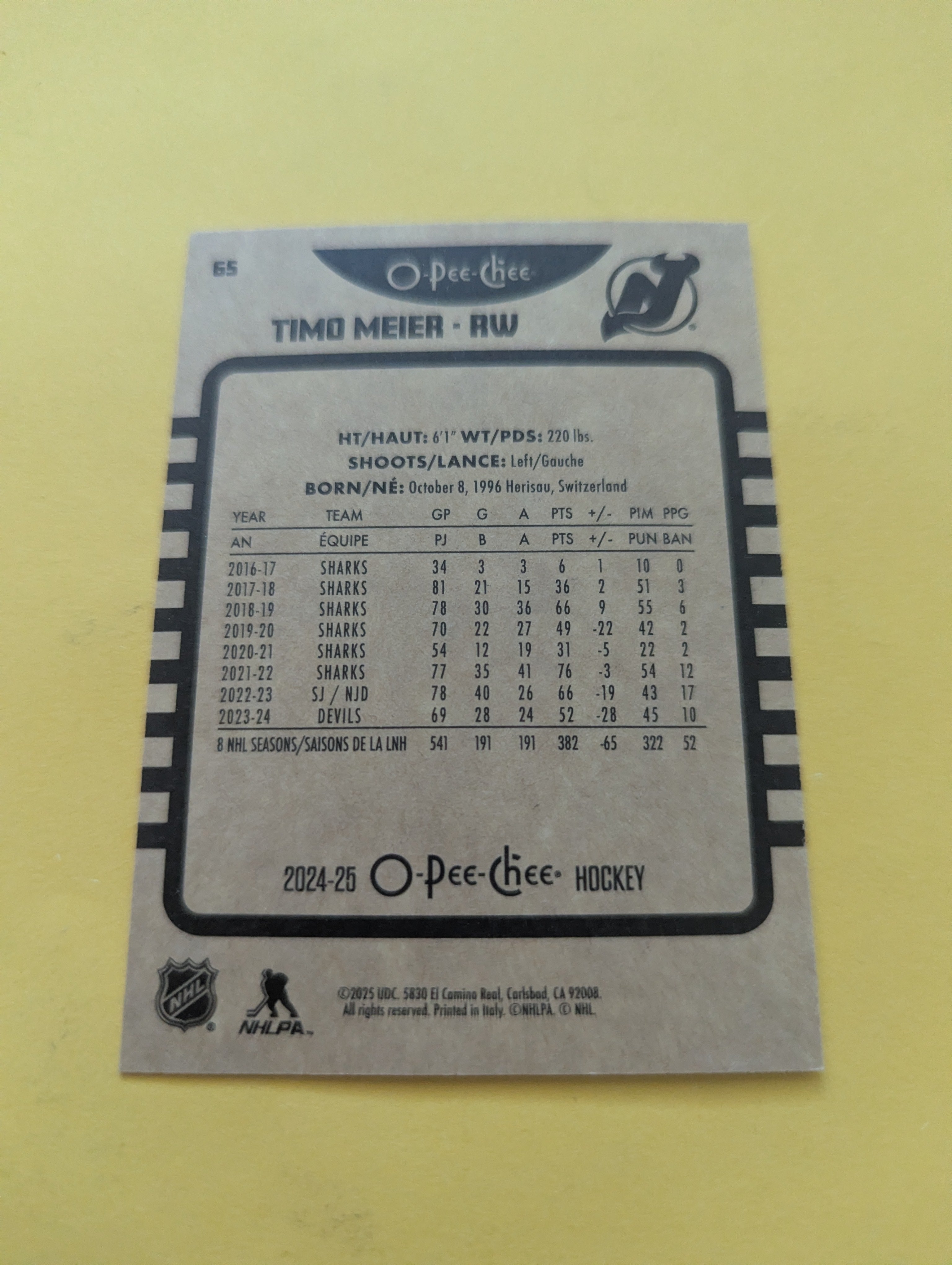Timo Meier 24-25 OPC Retro Card