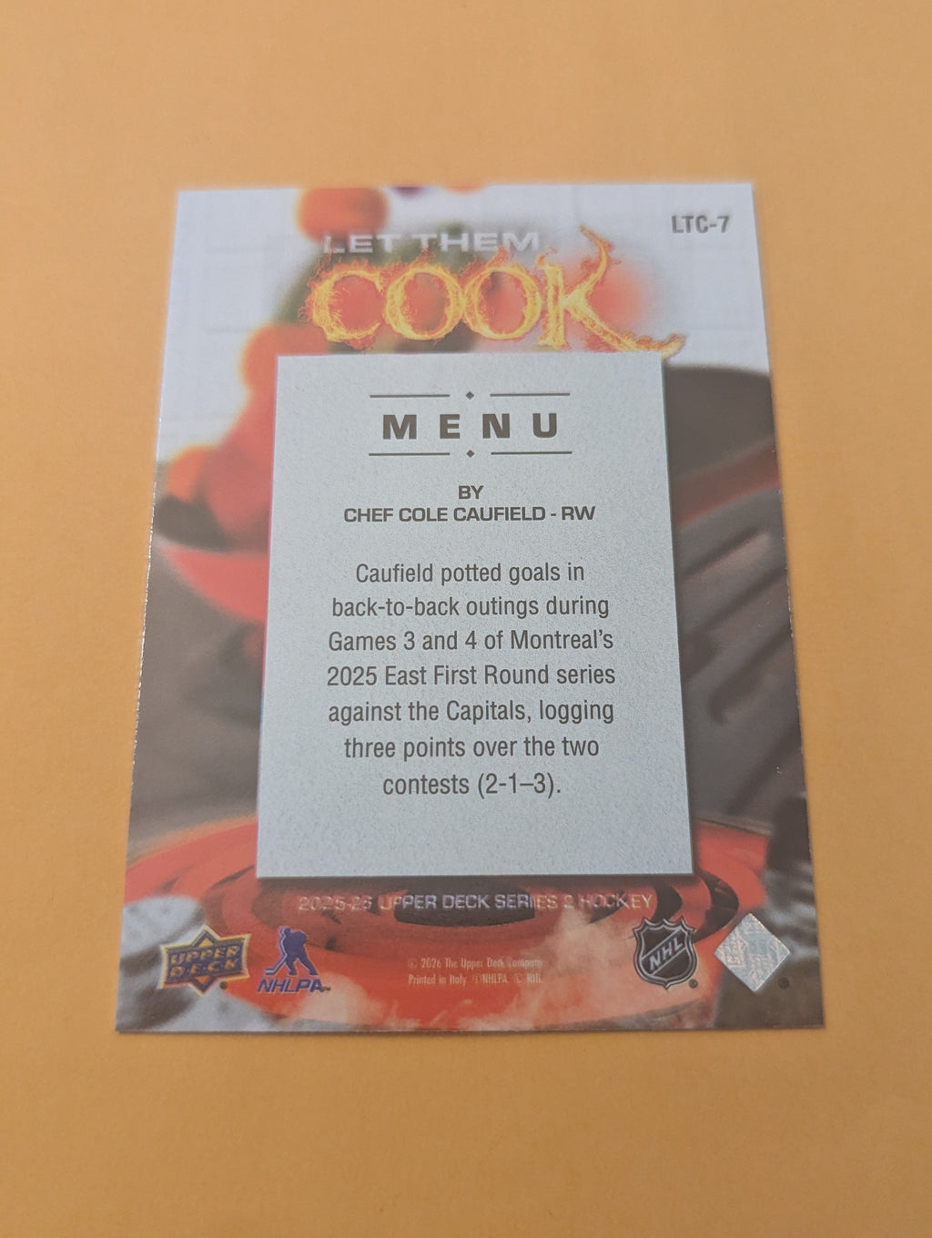 Cole Caufield 25-26 Upper Deck Let Them Cook Card