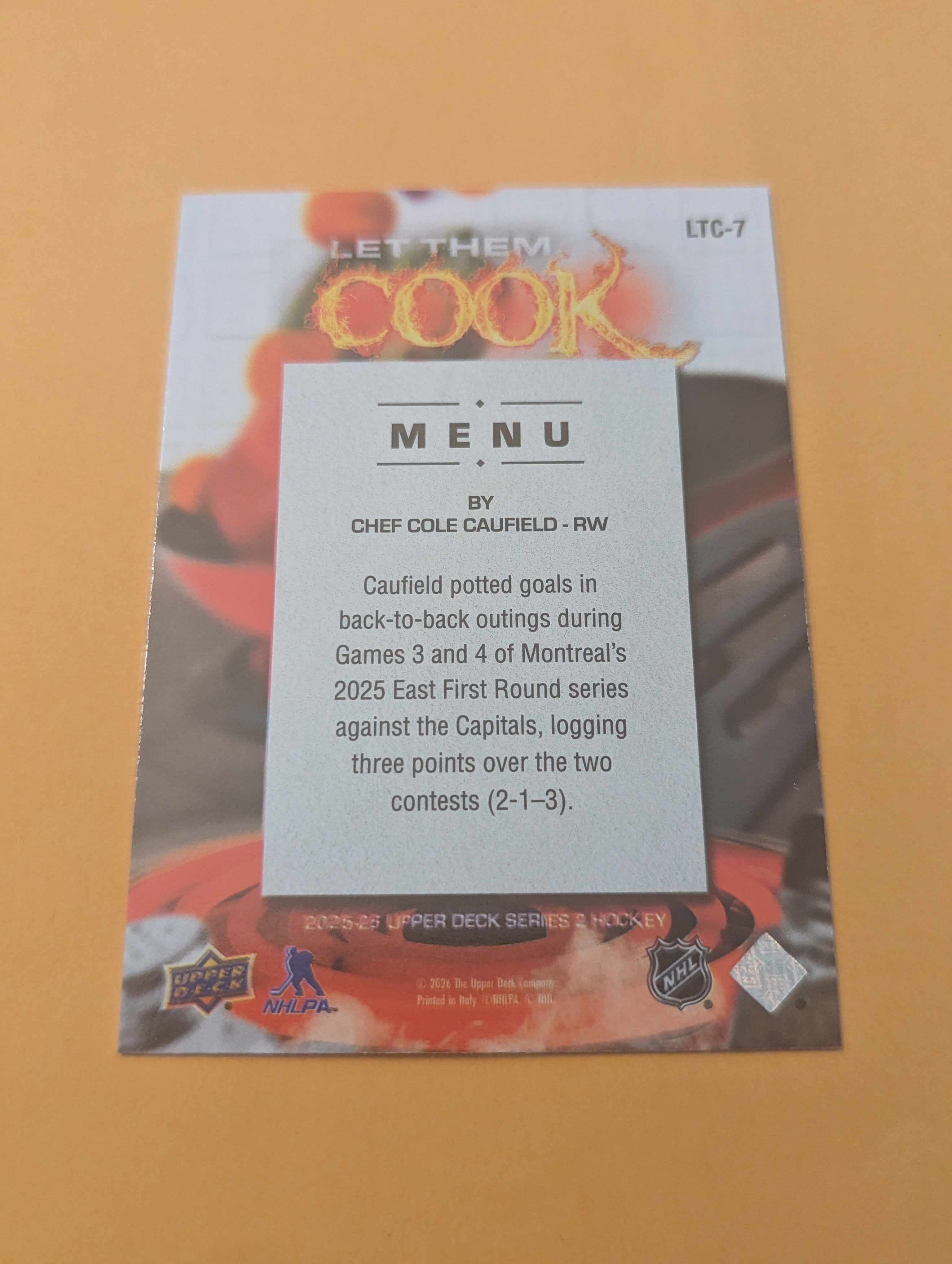 Cole Caufield 25-26 Upper Deck Let Them Cook Card
